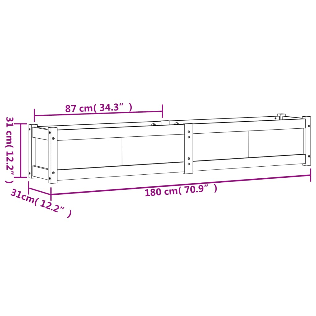 vidaXL Garden Planters 2 pcs White Solid Wood Pine