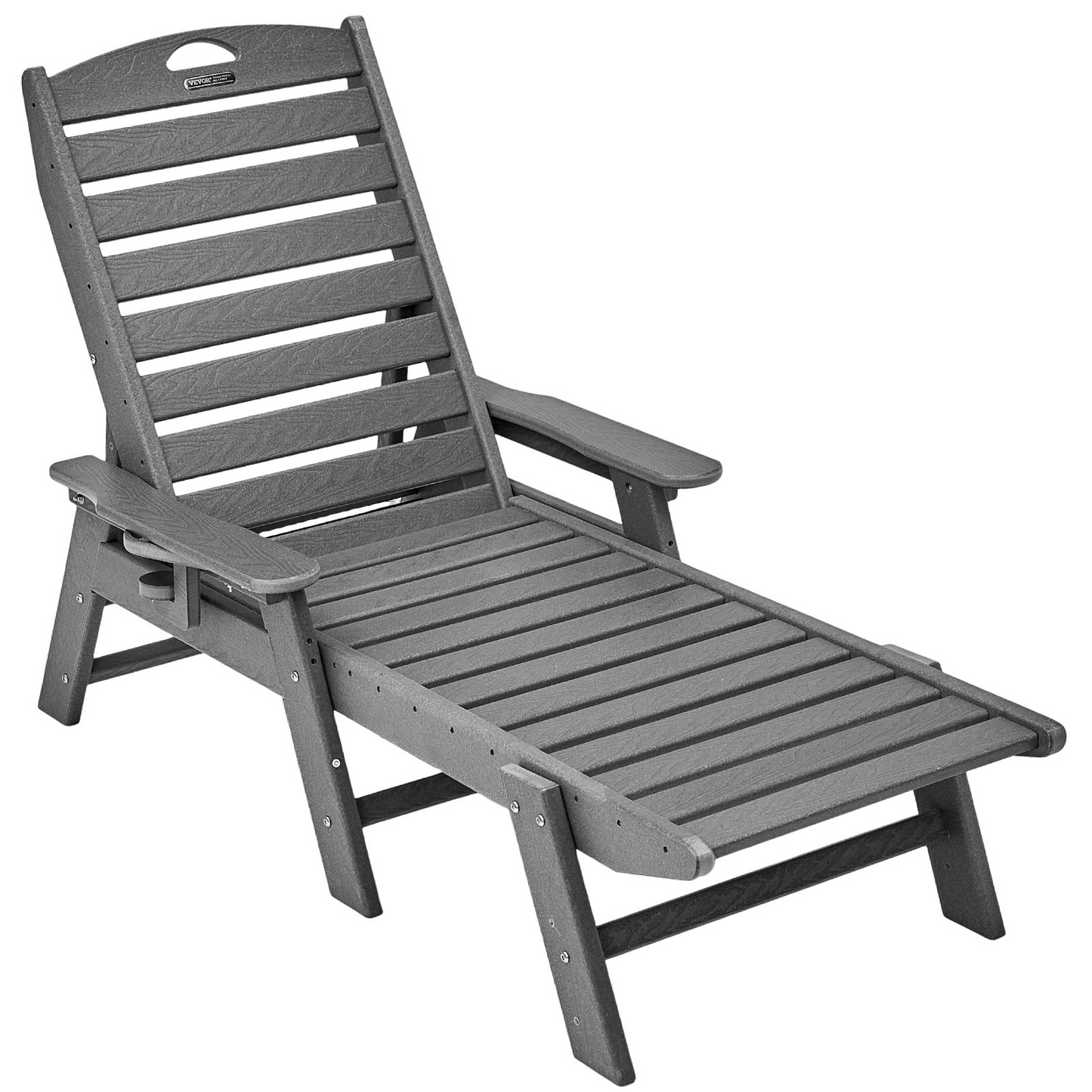 VEVOR Outdoor Chaise Lounge Chair Adjustable Patio Reclining Bench Lounger Gray