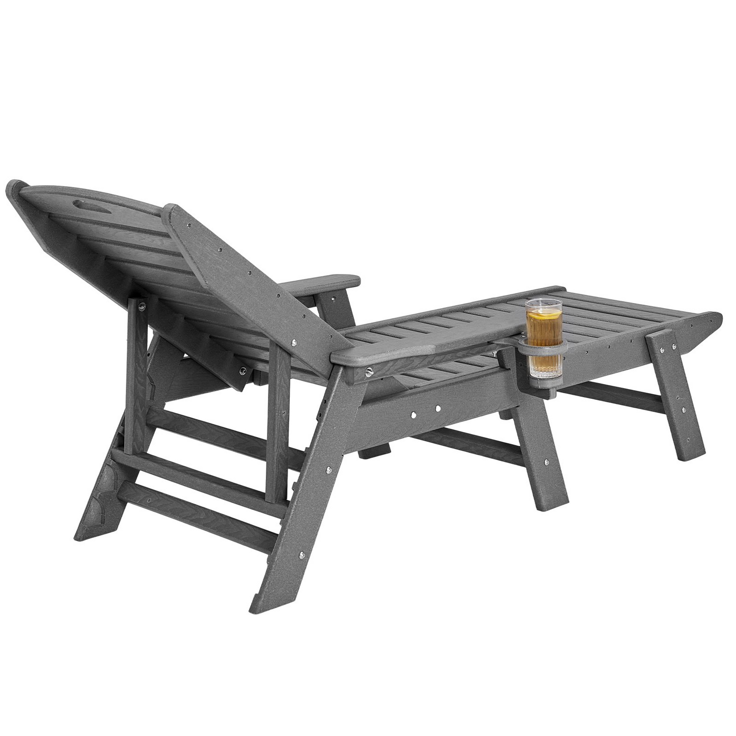 VEVOR Outdoor Chaise Lounge Chair Adjustable Patio Reclining Bench Lounger Gray