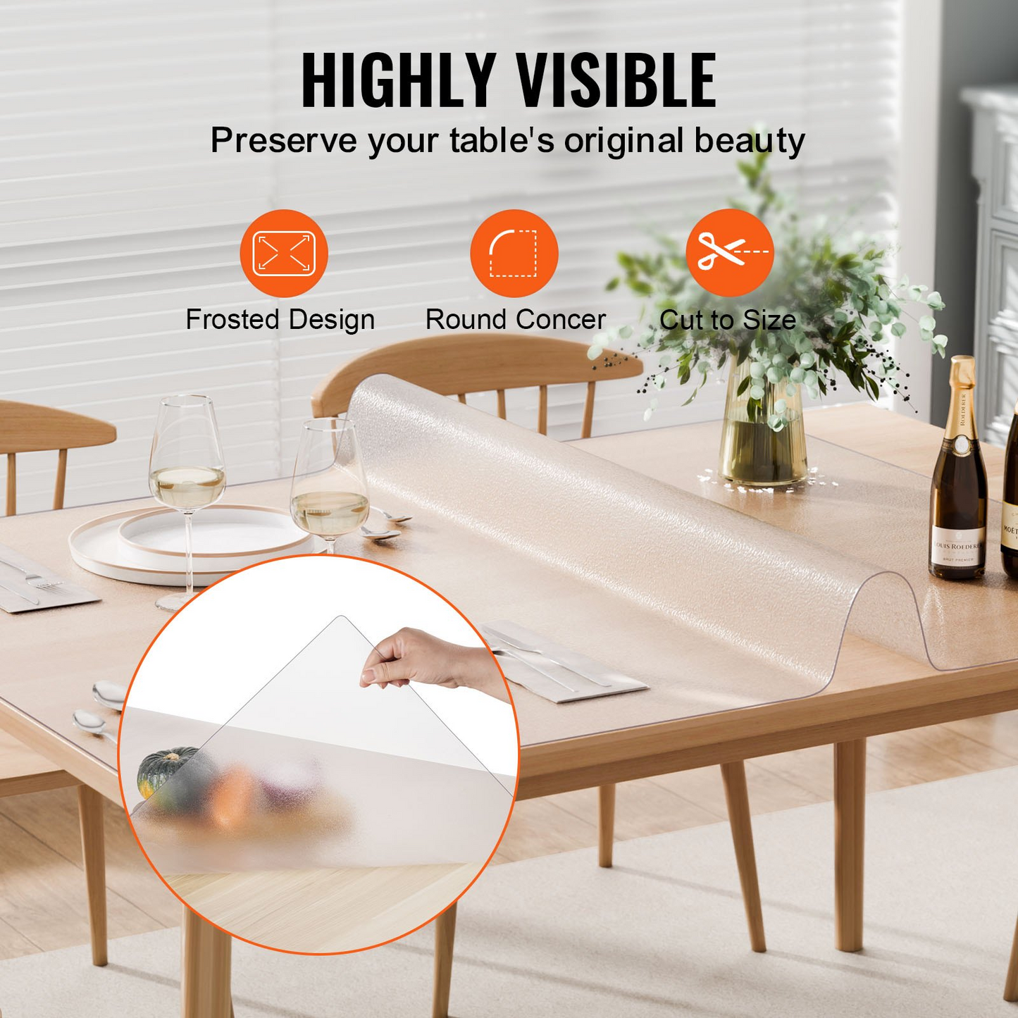 VEVOR PVC Table Protector 24x48 Inch Frosted Plastic Desk Protector 1.5mm Thick