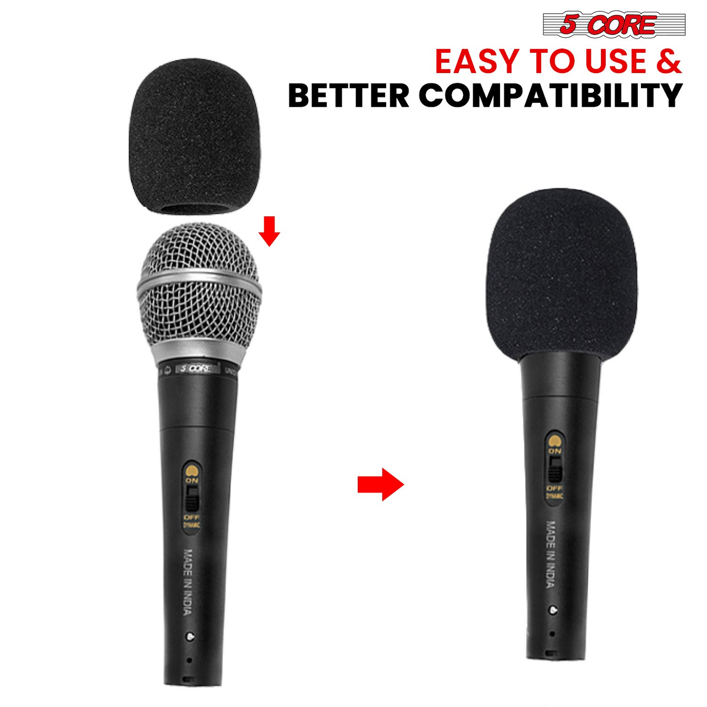 5Core Microphone Cover Soft Foam Mic Windscreen Windproof Sponge for Handheld Mic