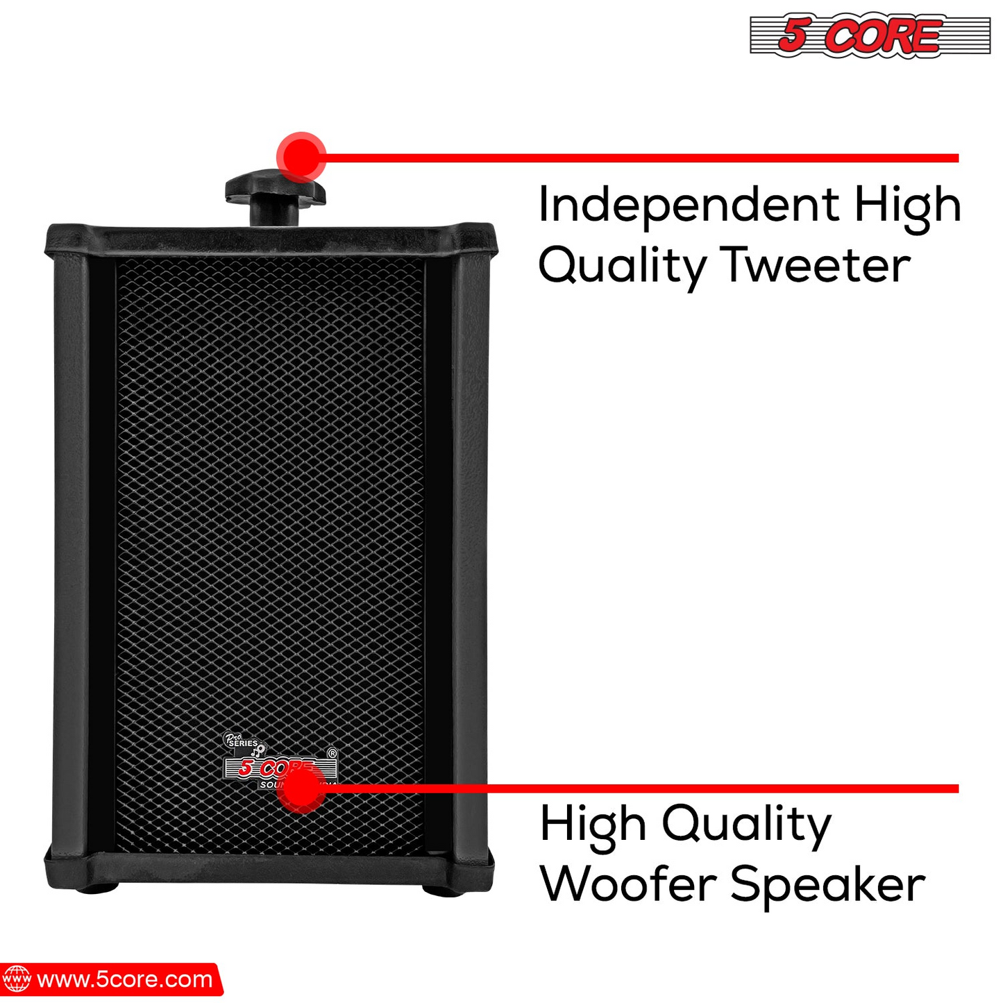 5Core Outdoor Speakers Stereo In Wall 100W Peak Passive Home Audio System