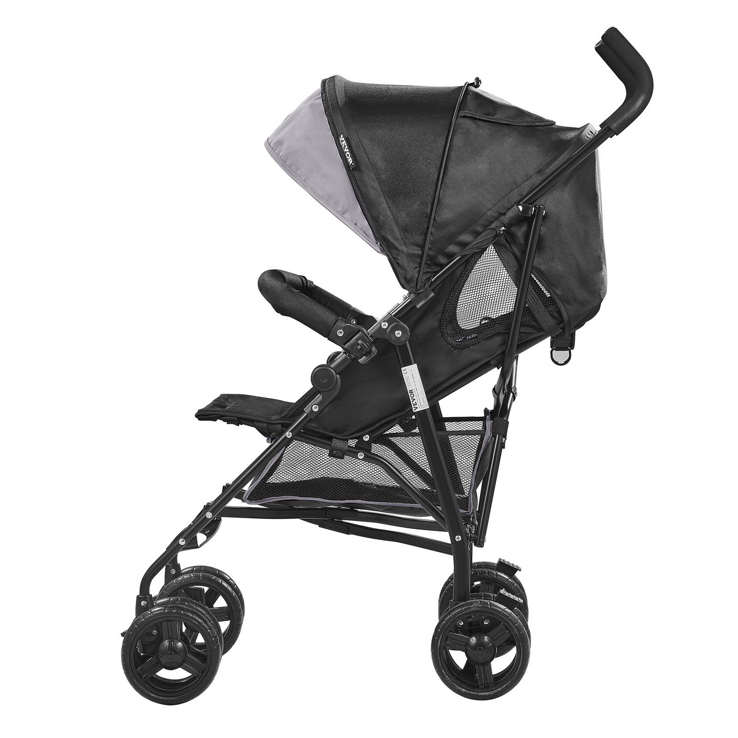 VEVOR Lightweight Stroller Compact Easy Fold Adjustable Backrest Light Gray/Black