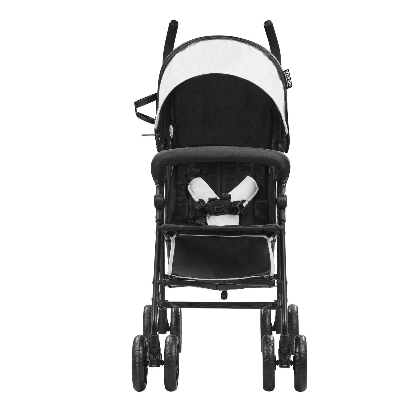 VEVOR Lightweight Stroller Compact Easy Fold Adjustable Backrest Black/White