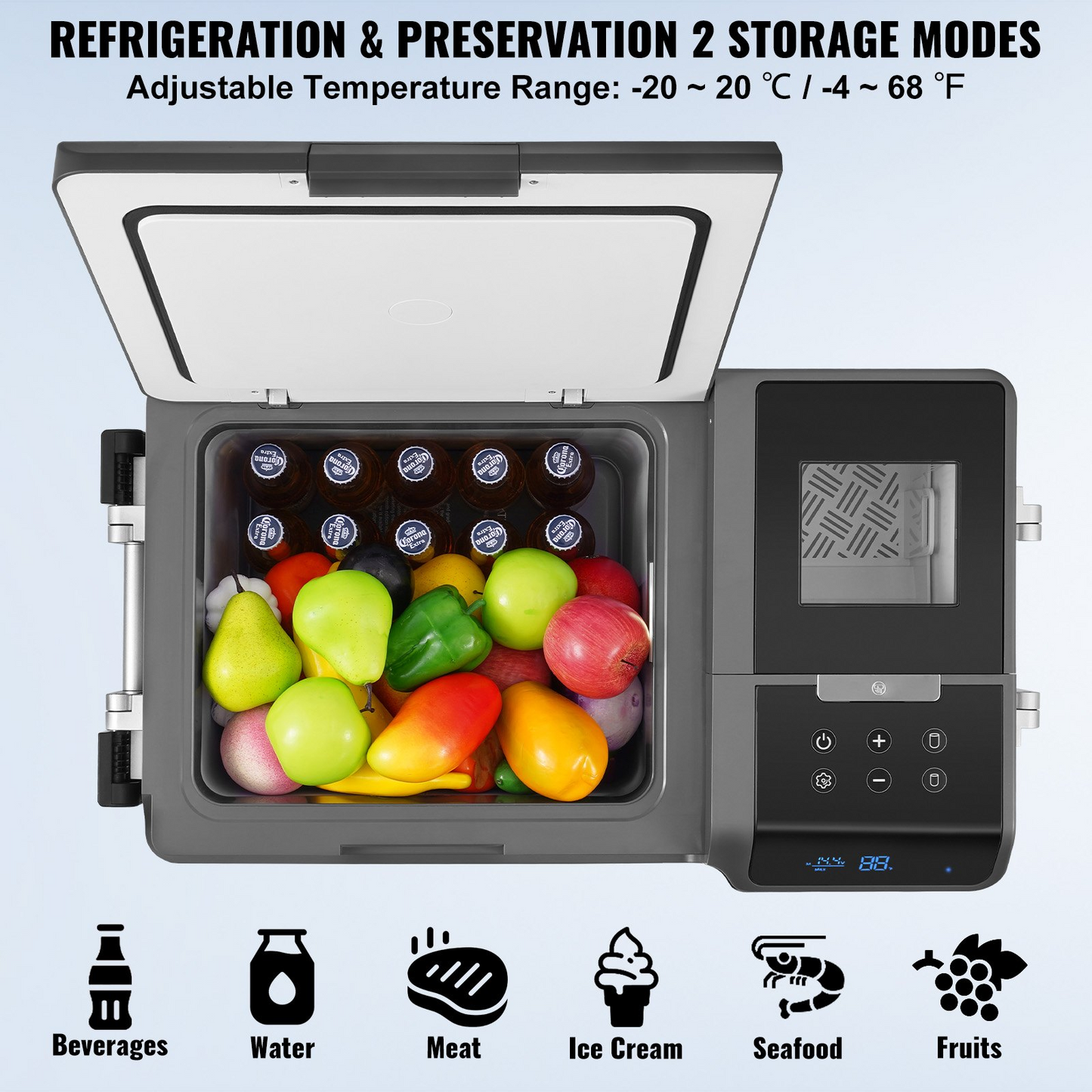 VEVOR Portable Car Refrigerator Freezer w/ Ice Making Function 37QT Single Zone