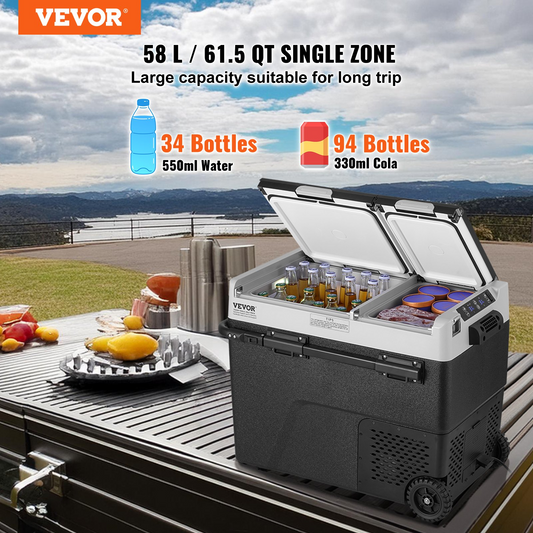 VEVOR Portable Car Refrigerator Freezer Compressor 58 L Dual Zone for Home Car