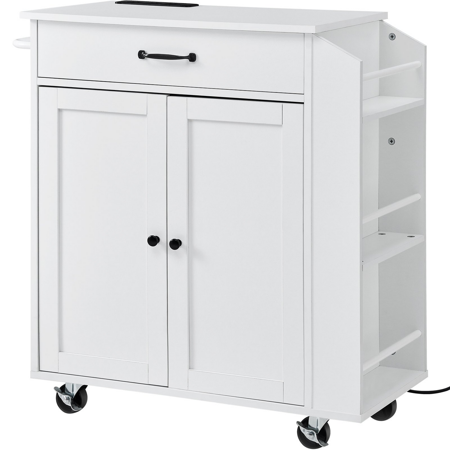 VEVOR Kitchen Island Cart Rolling Storage Cabinet on Wheel with Charging Station