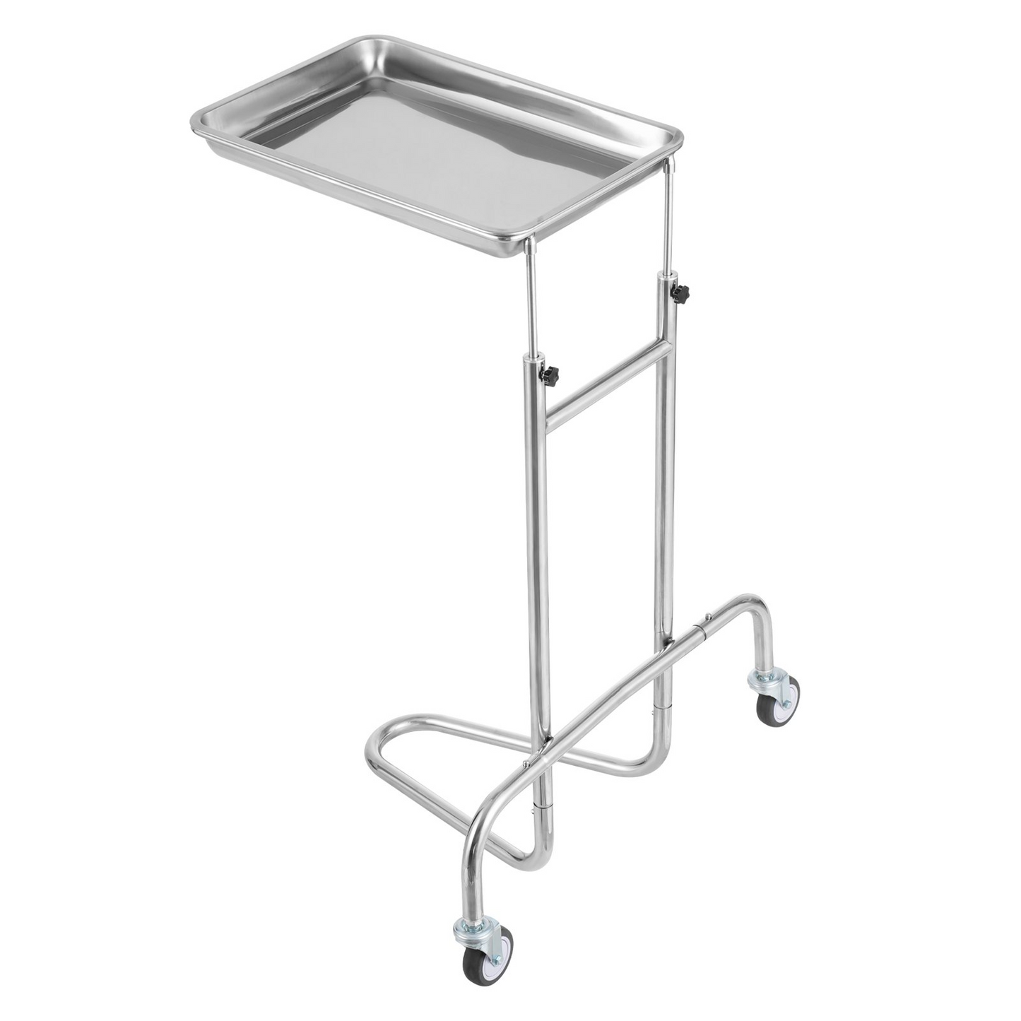 VEVOR Stainless Steel Lab Cart with Single Tray & 2 Silent Wheels for Lab Clinic