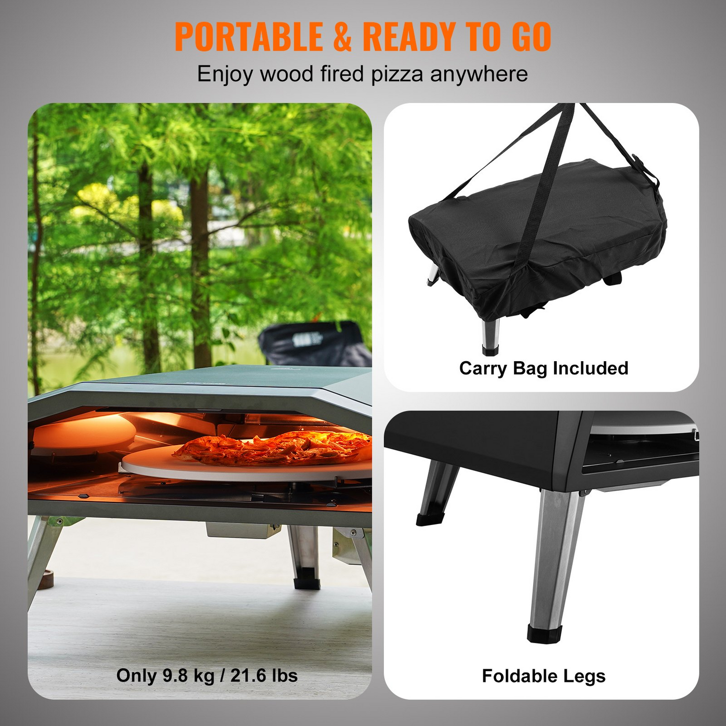 VEVOR 13" Outdoor Pizza Oven Portable Gas Oven Iron Spray Foldable for Camping