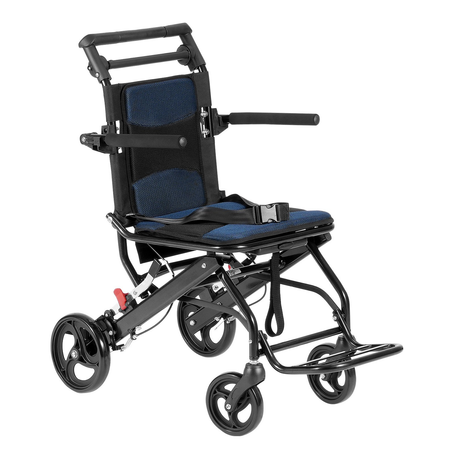 VEVOR Wheelchair Aluminum Alloy Transport Chair Foldable 15.75-In W Seat 220lbs