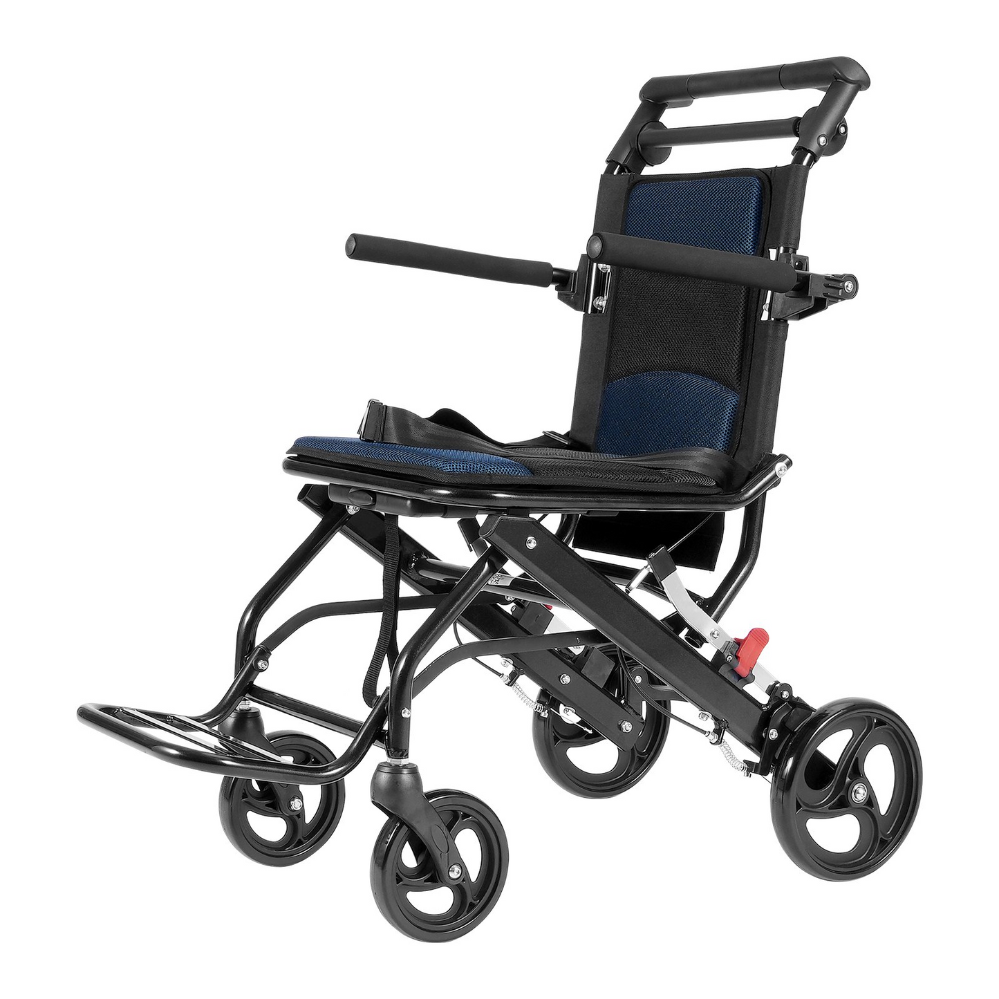 VEVOR Wheelchair Aluminum Alloy Transport Chair Foldable 15.75-In W Seat 220lbs