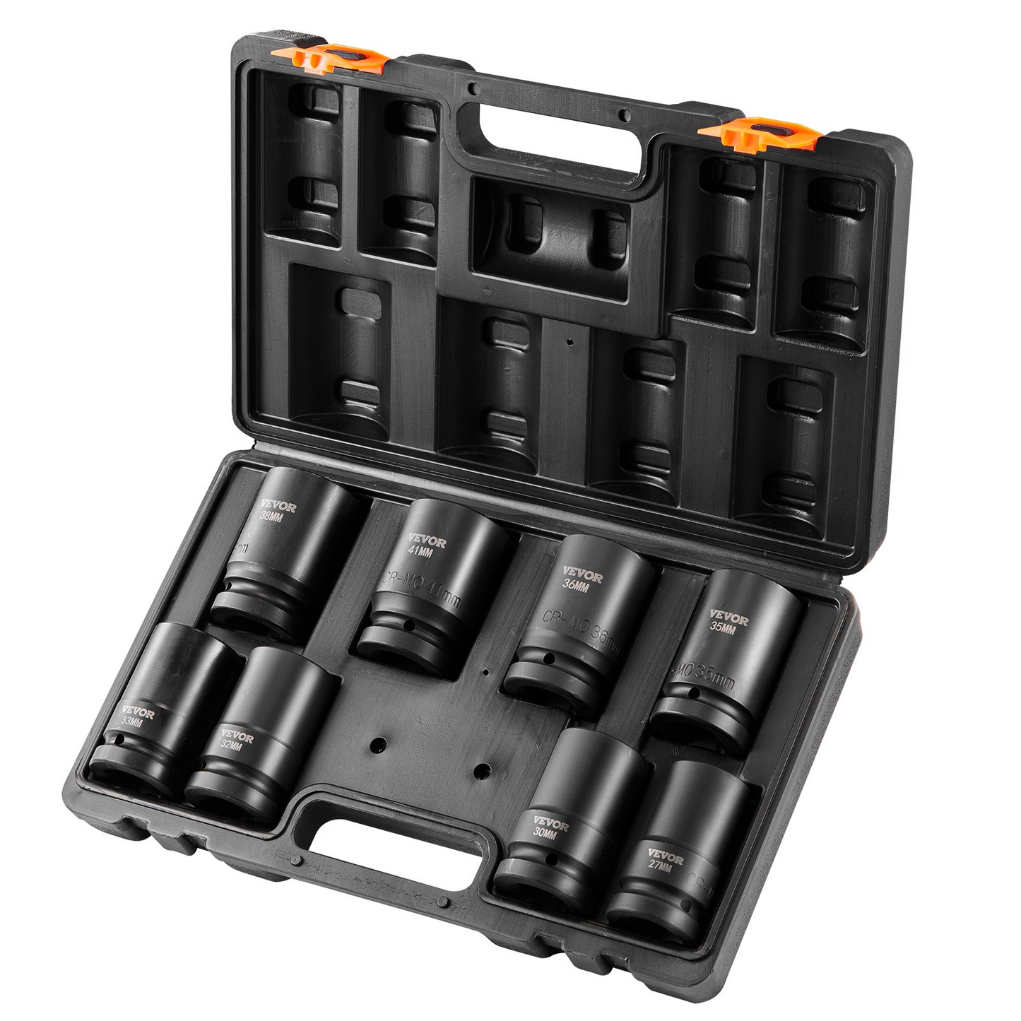 VEVOR Impact Sockets Set 8pcs 6-Point 1" Drive Bit Ratchet Tool Kit Case