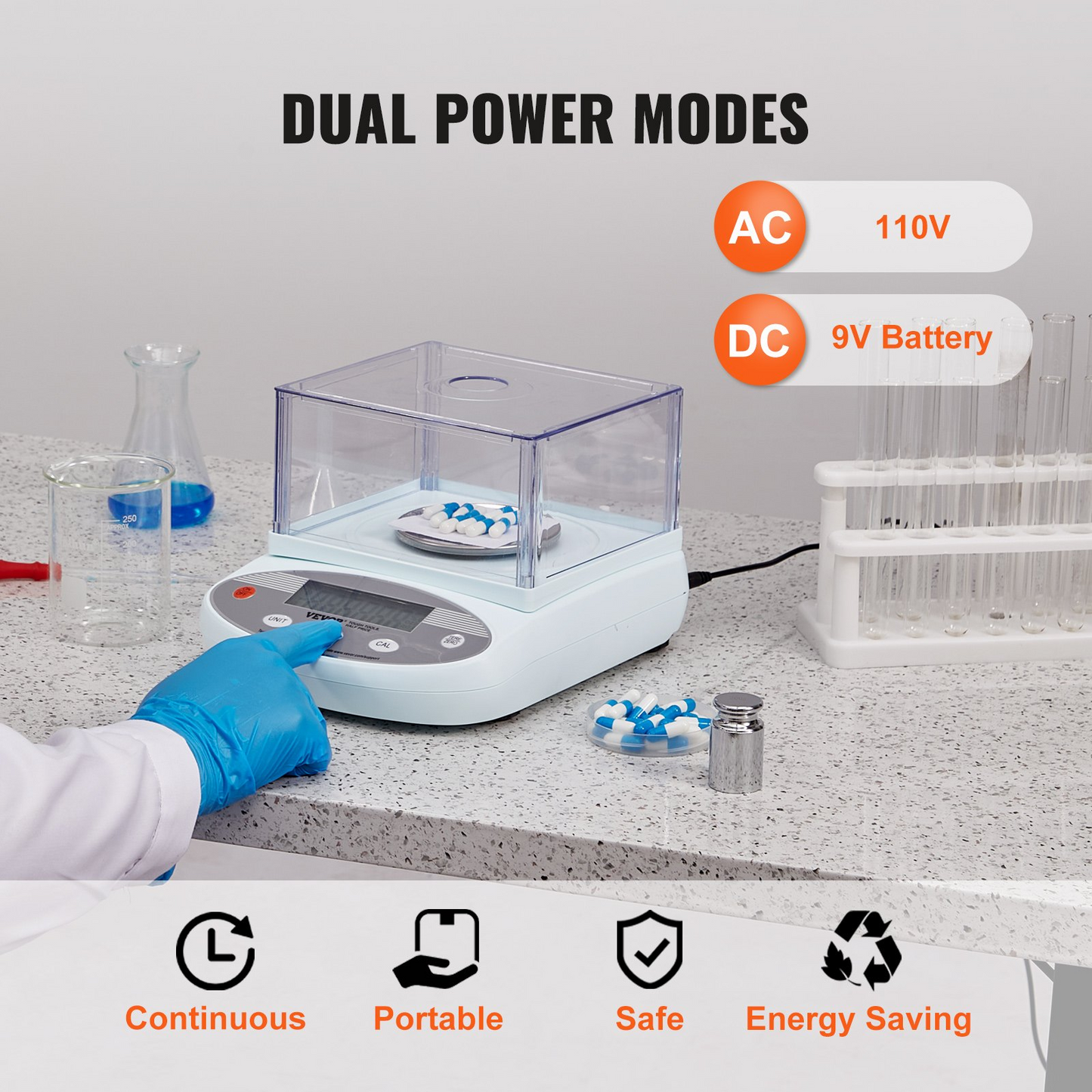 VEVOR Analytical Balance Lab Scale 500g x 0.001g 13 Units with Windshield LCD