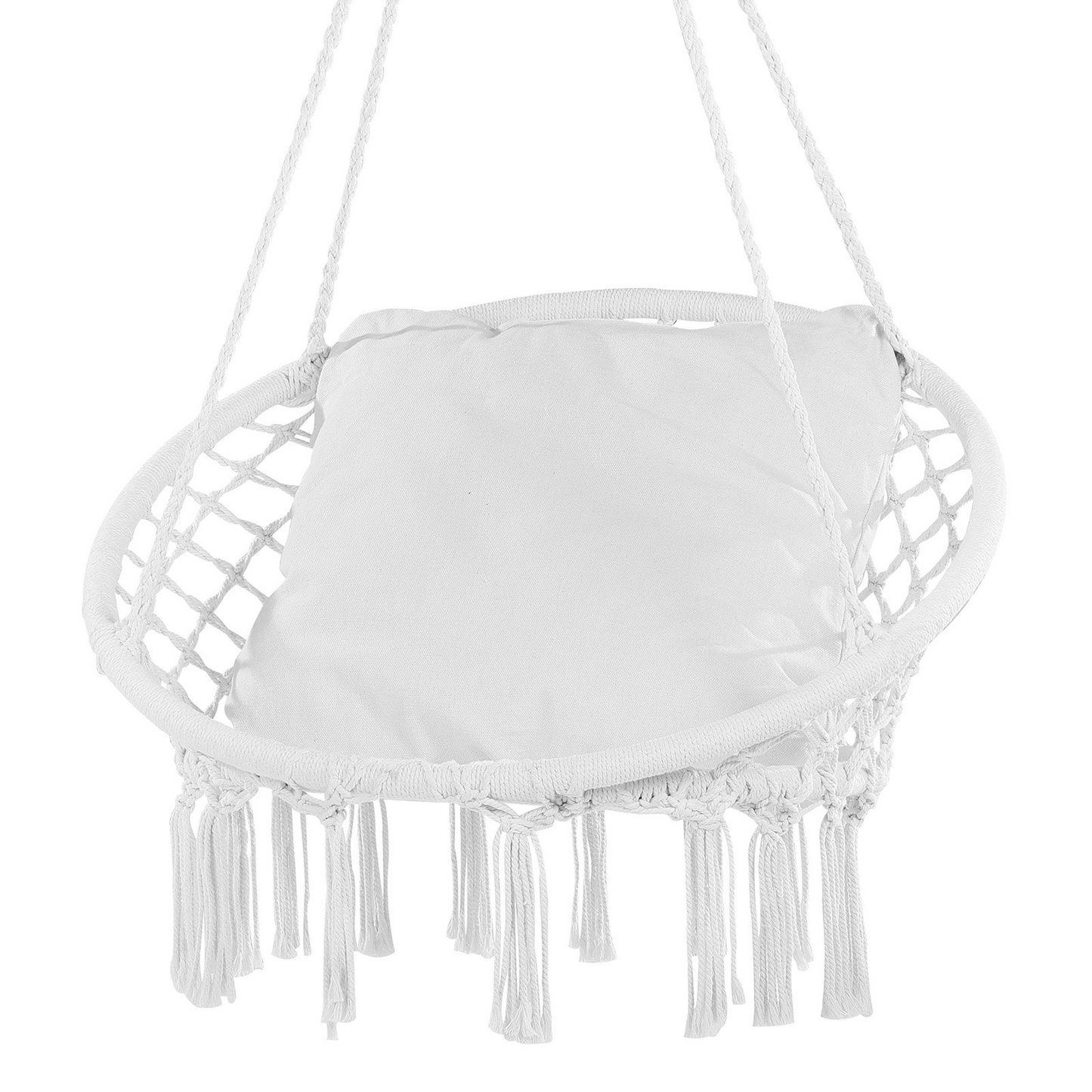 VEVOR Hammock Swinging Chair Macramé Hanging Chair with Cushion Indoor & Outdoor