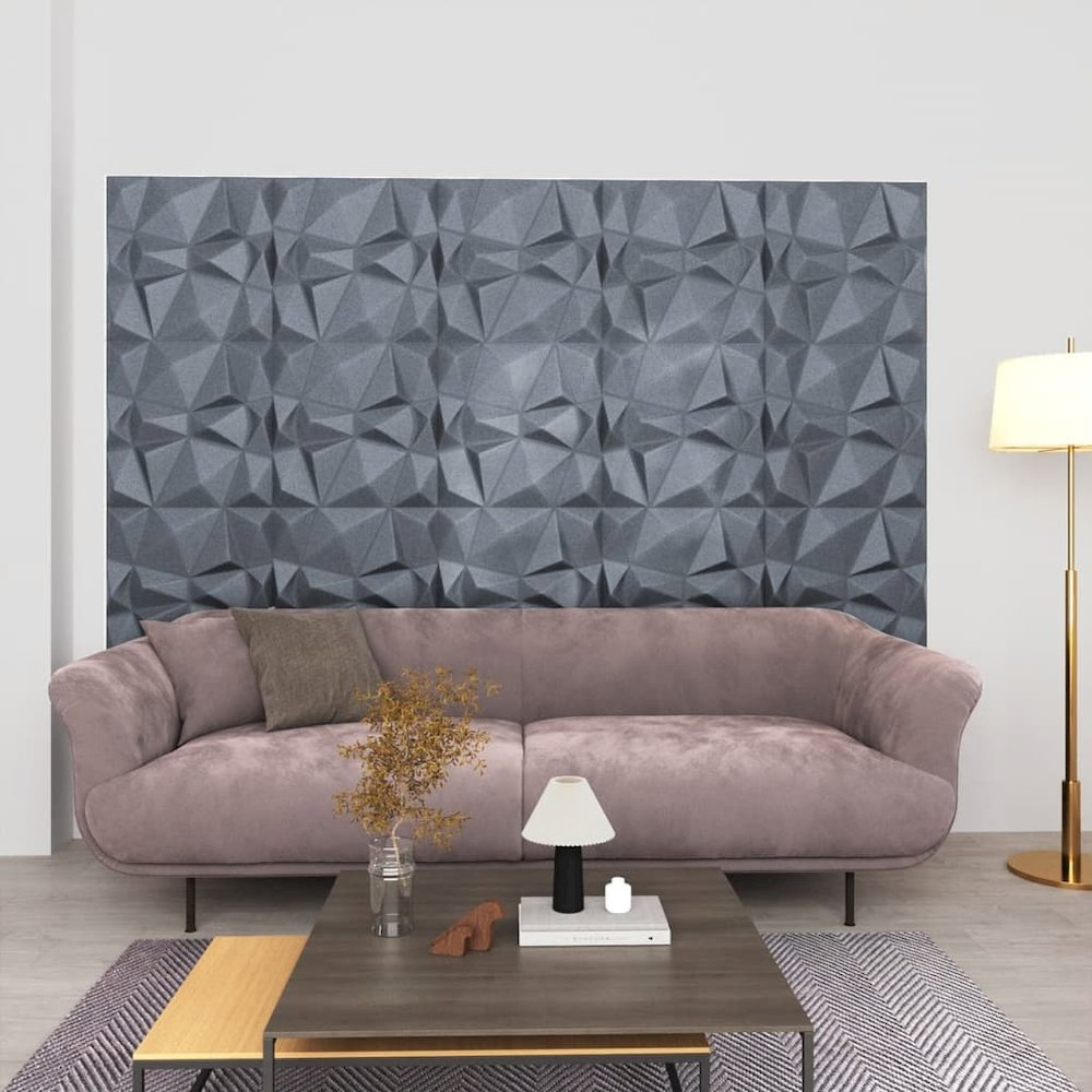 3D Wall Panels 48 pcs 19.7"x19.7" Diamond Gray 129.2 ftÂ²