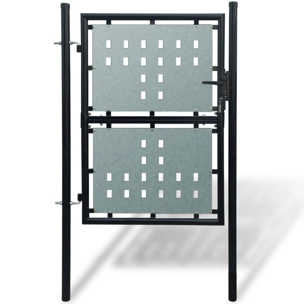 Black Single Door Fence Gate 39.4"x68.9"