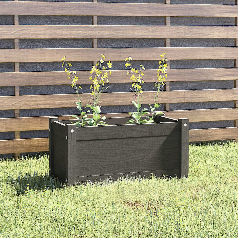 Garden Planter Gray 23.6"x12.2"x12.2" Solid Wood Pine