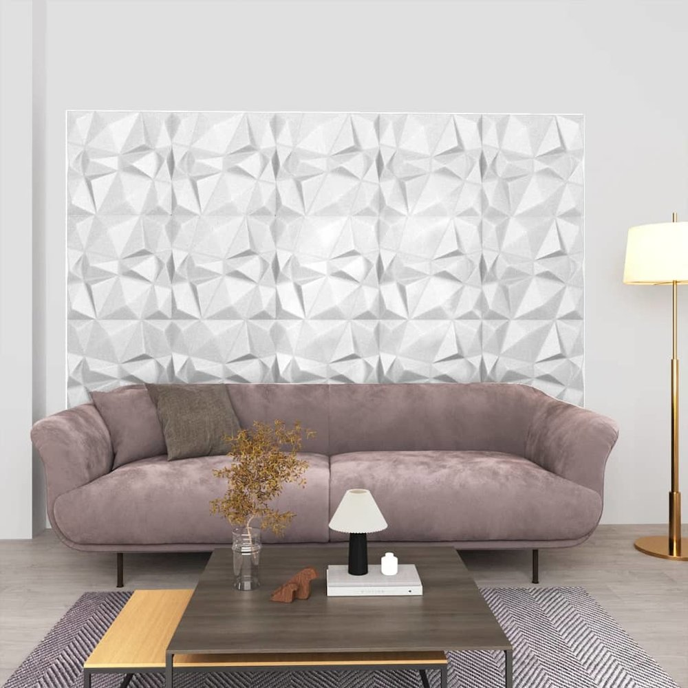 3D Wall Panels 24 pcs 19.7"x19.7" Diamond White 64.6 ftÂ²