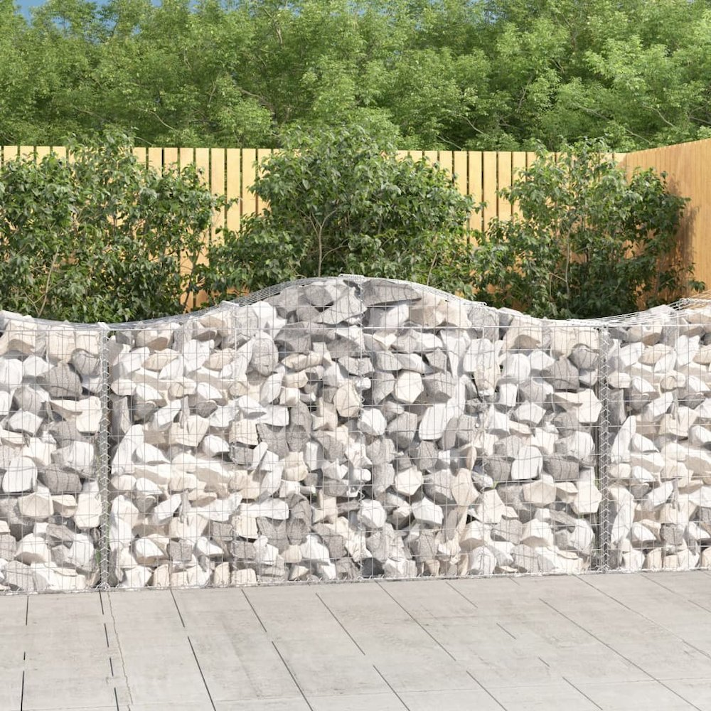 Arched Gabion Baskets 2 pcs 78.7"x19.7"x39.4"/47.2" Galvanized Iron