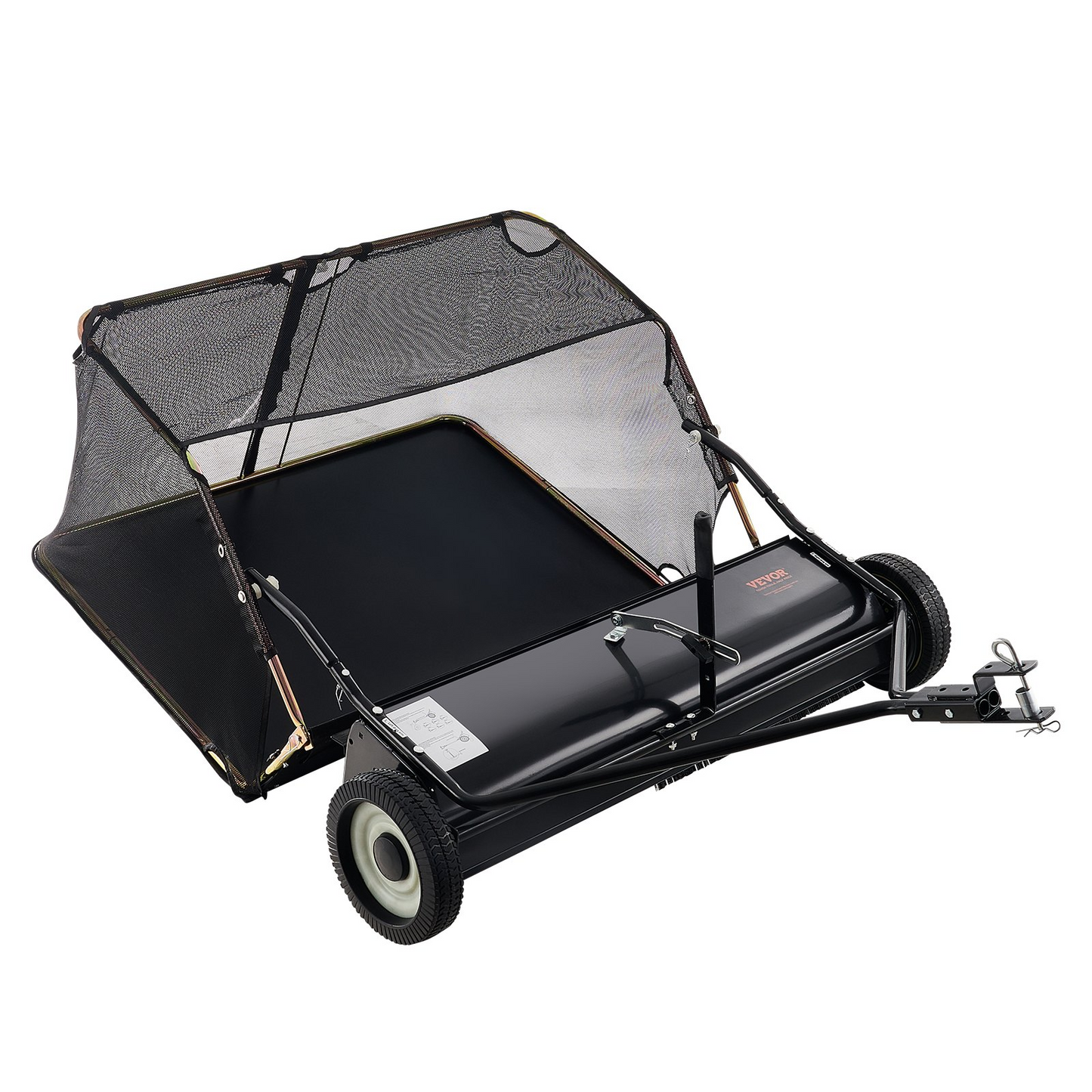 VEVOR Tow-Behind Lawn Sweeper 42-inch Leaf Yard Collector 12 cu.ft. Adjustable