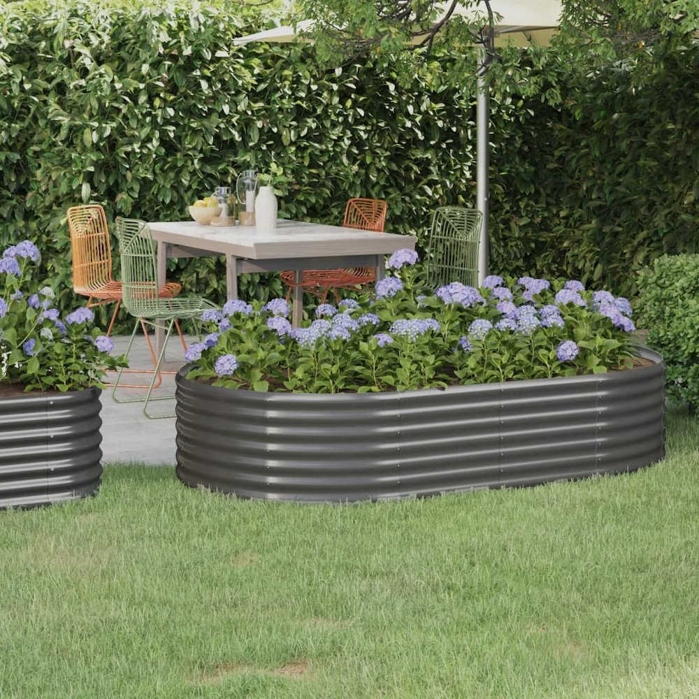 Garden Raised Bed Powder-coated Steel 68.9"x39.4"x14.2" Gray