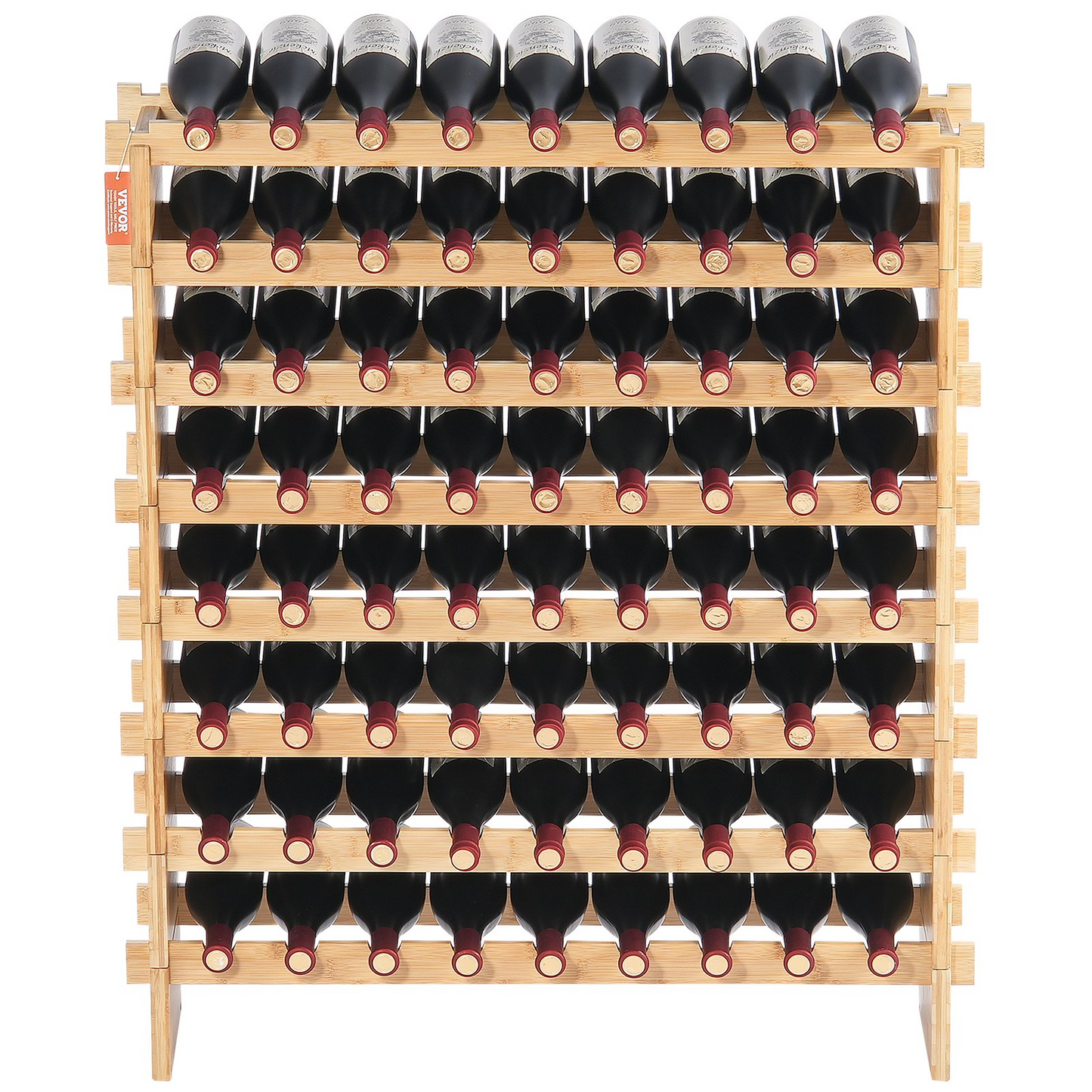 VEVOR 72 Bottle Upgrade Modular Wine Rack Bamboo Wood Display Shelf 8-Tier