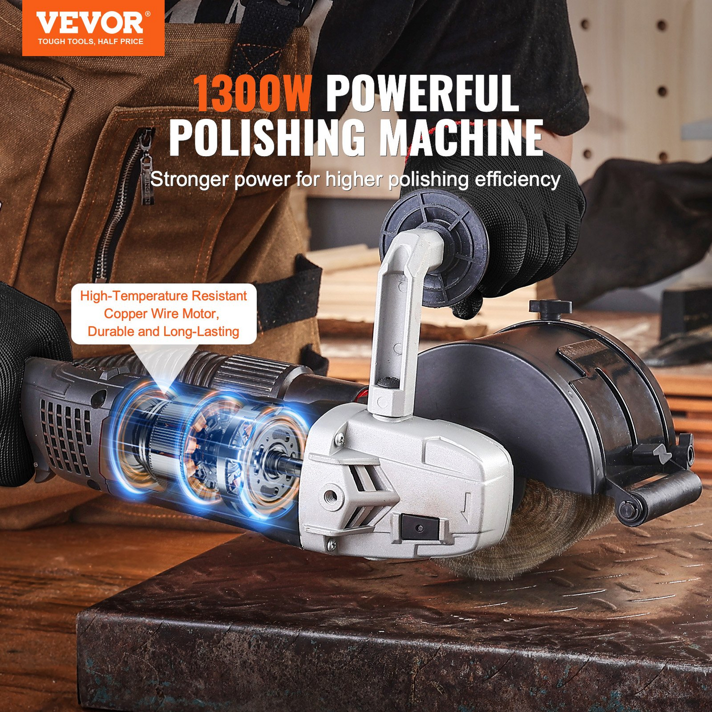 VEVOR Burnishing Polishing Machine 1300W 6-Speed Electric Metal Polisher Sander