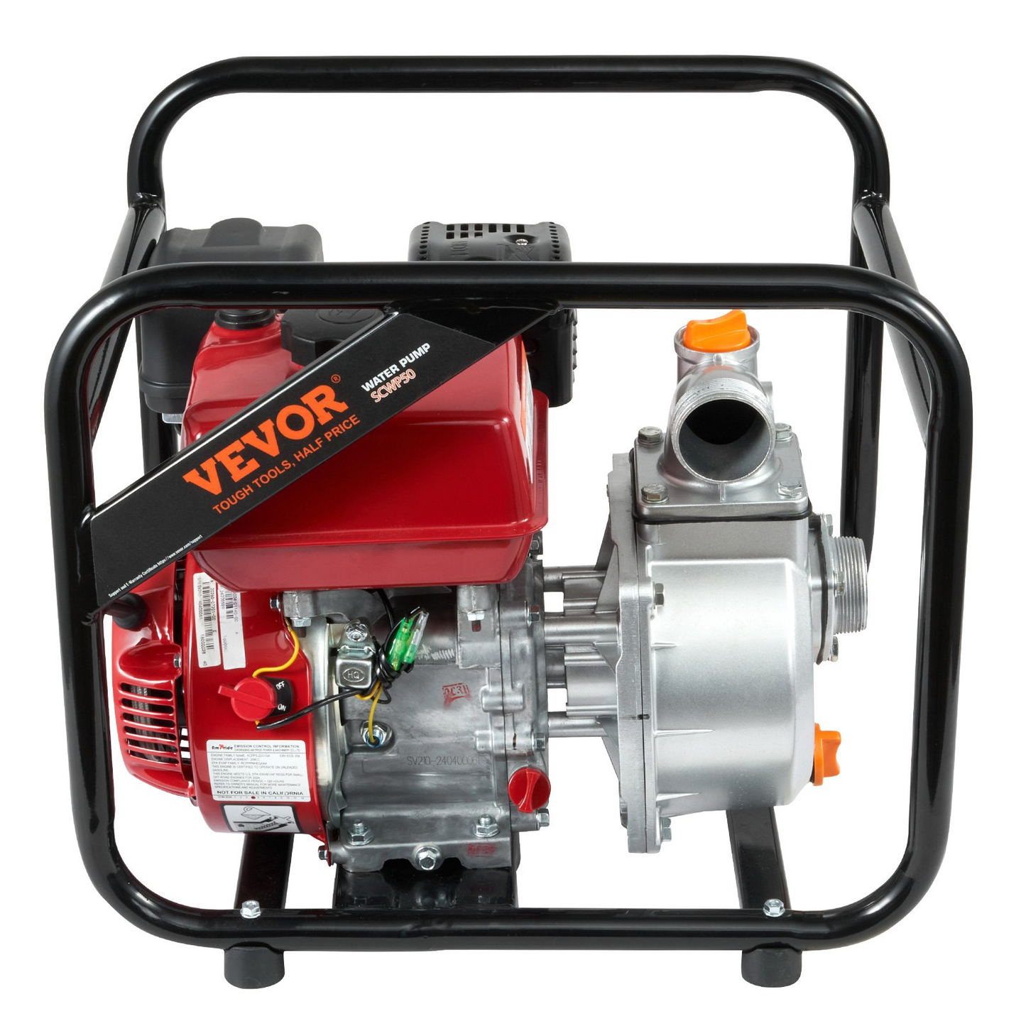 VEVOR Gasoline Engine Water Pump Gas Powered Water Transfer Pump 2" 7HP 4-Stroke