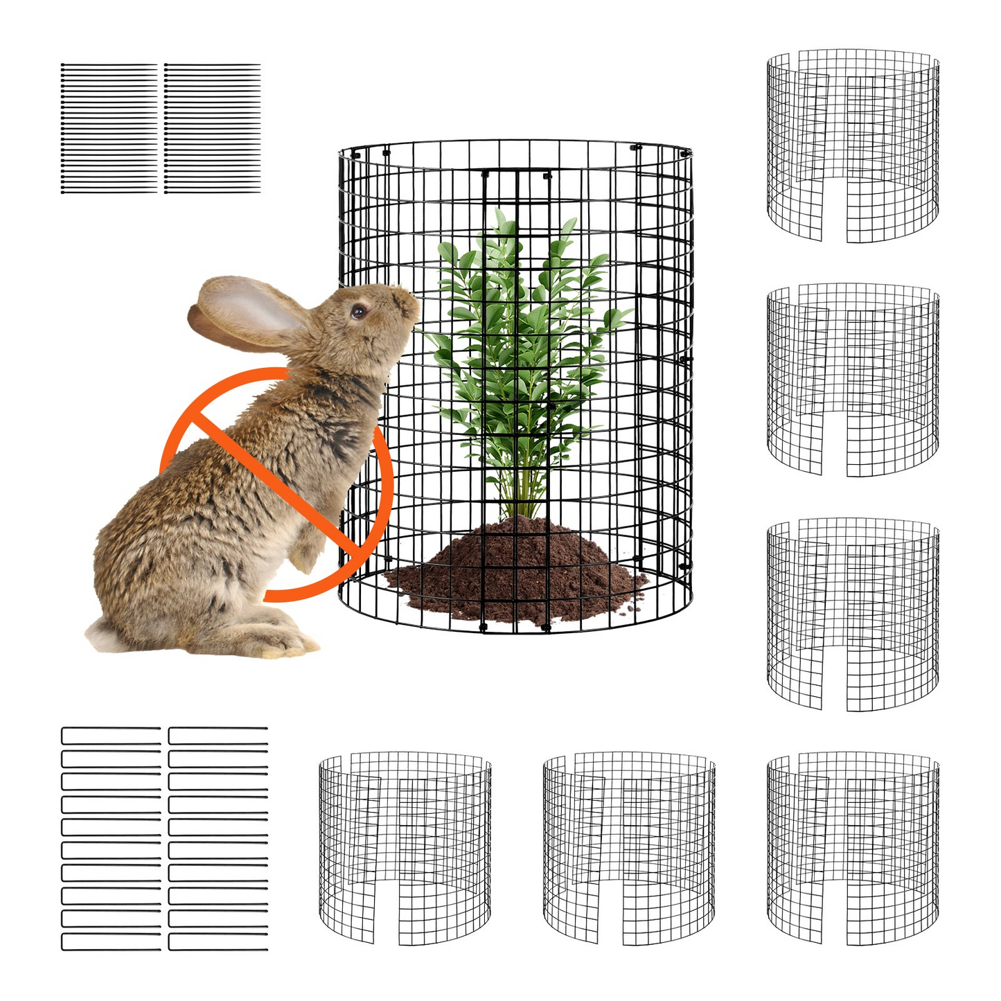 VEVOR 6 Pack Plant Protector from Animals 12.6'' Dia. x 14'' H Metal Plant Cage