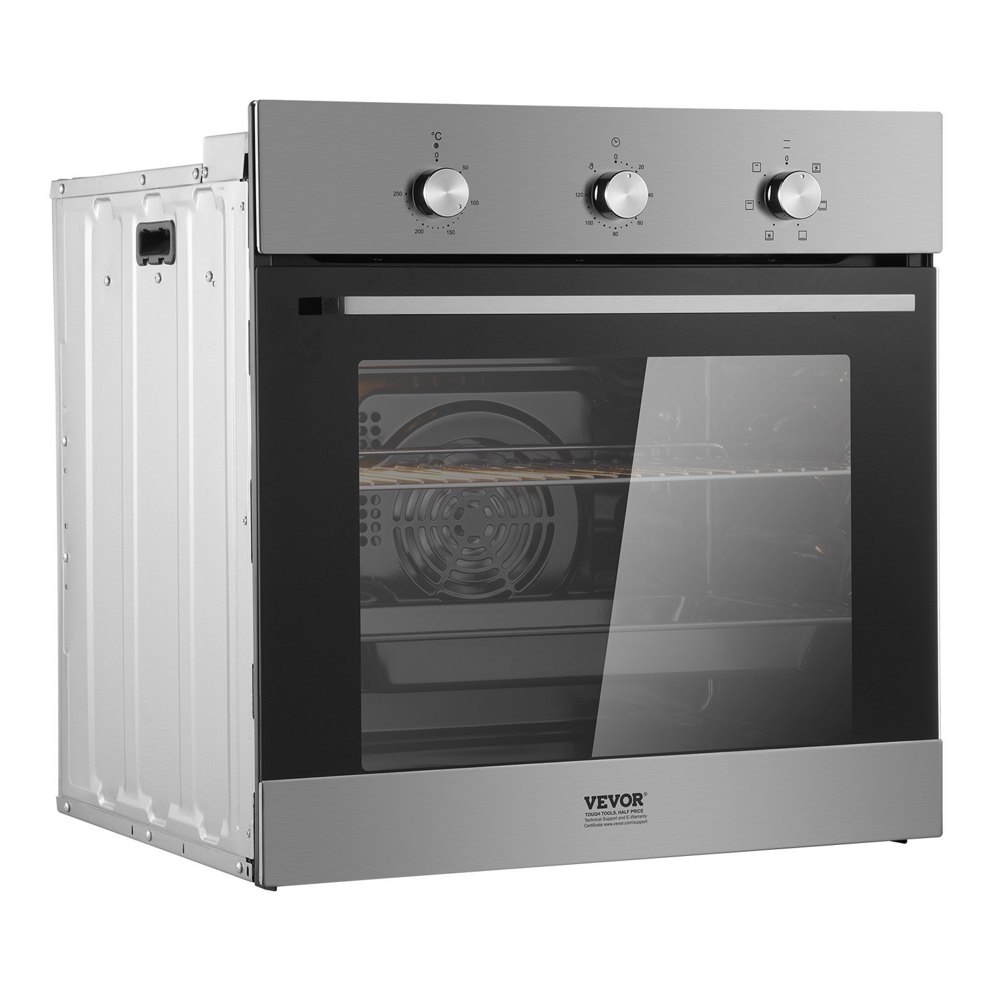 VEVOR Single Wall Oven 24" Electric Built-in Wall Oven 6 Functions 2.68 Cu. Ft