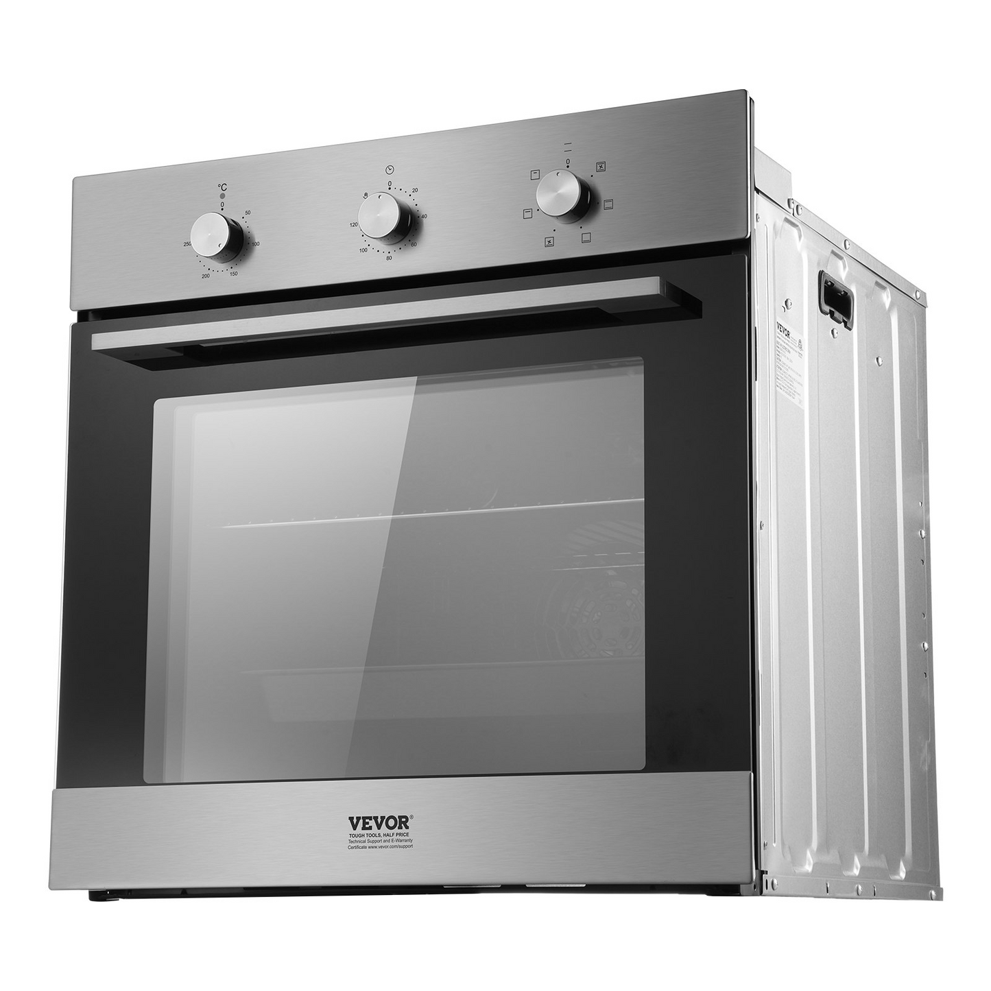 VEVOR Single Wall Oven 24" Electric Built-in Wall Oven 6 Functions 2.68 Cu. Ft