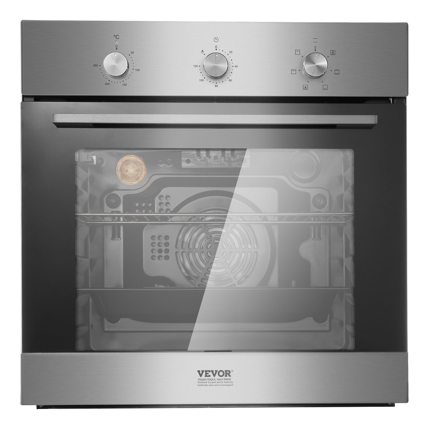 VEVOR Single Wall Oven 24" Electric Built-in Wall Oven 6 Functions 2.68 Cu. Ft