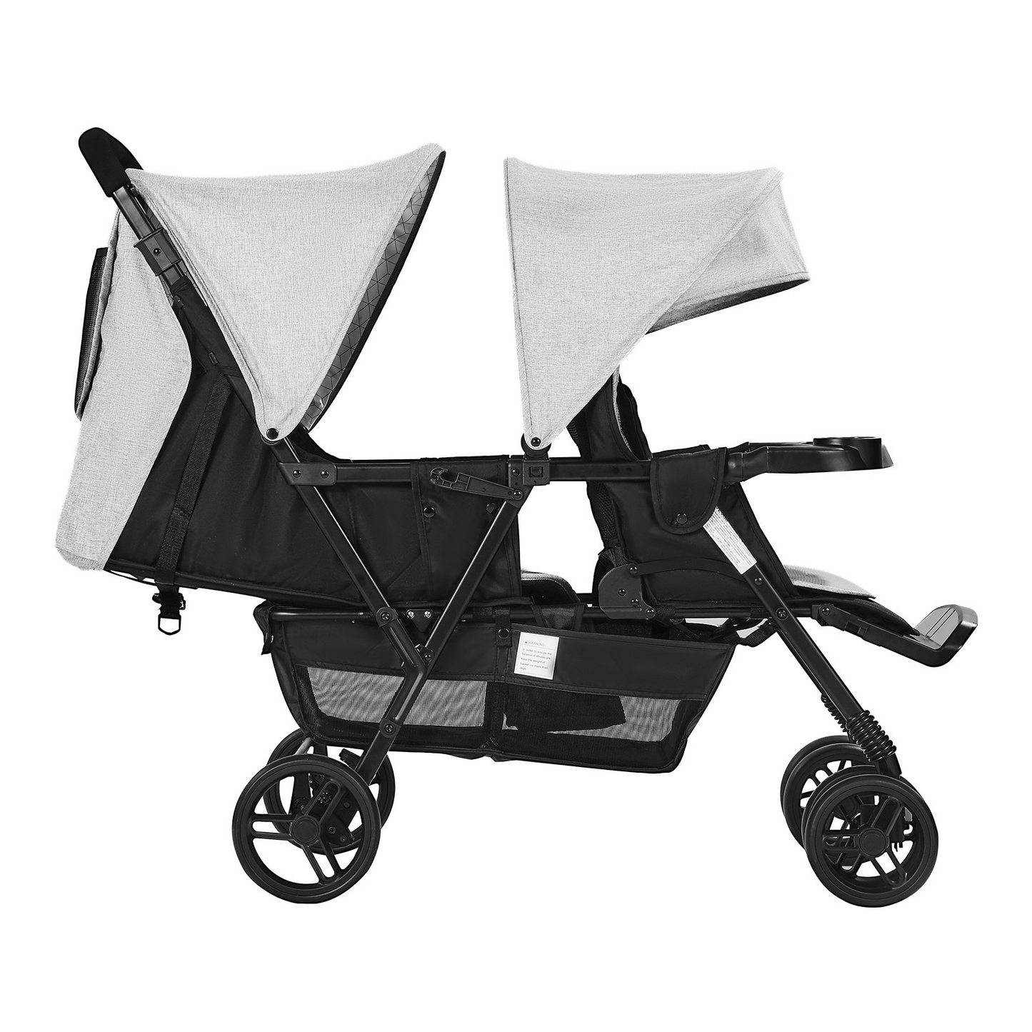 VEVOR Double Stroller Foldable Lightweight Twin Tandem Stroller Light Gray+Black