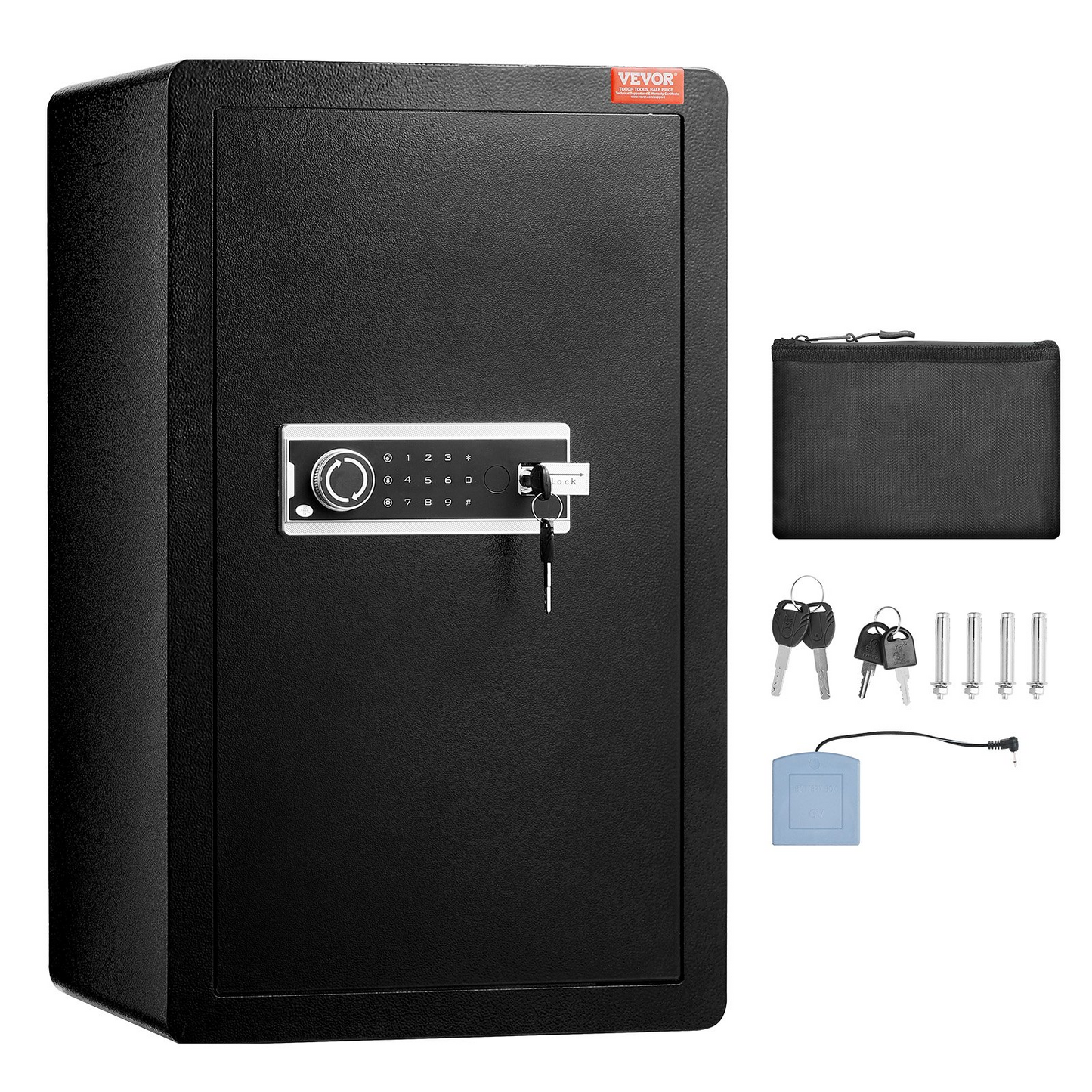 VEVOR Single Door 4.0 cu.ft Safe Box with Key Lock & Password Cabinet Black