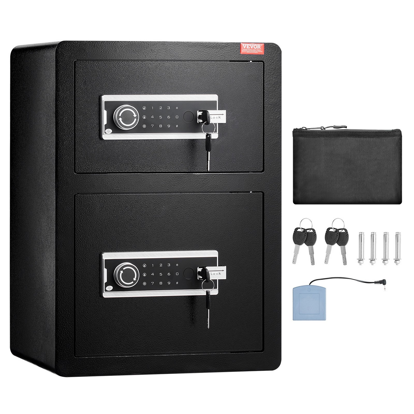 VEVOR Double Door 3.5 cu.ft Safe Box with Key Lock Password Fireproof Bag Black