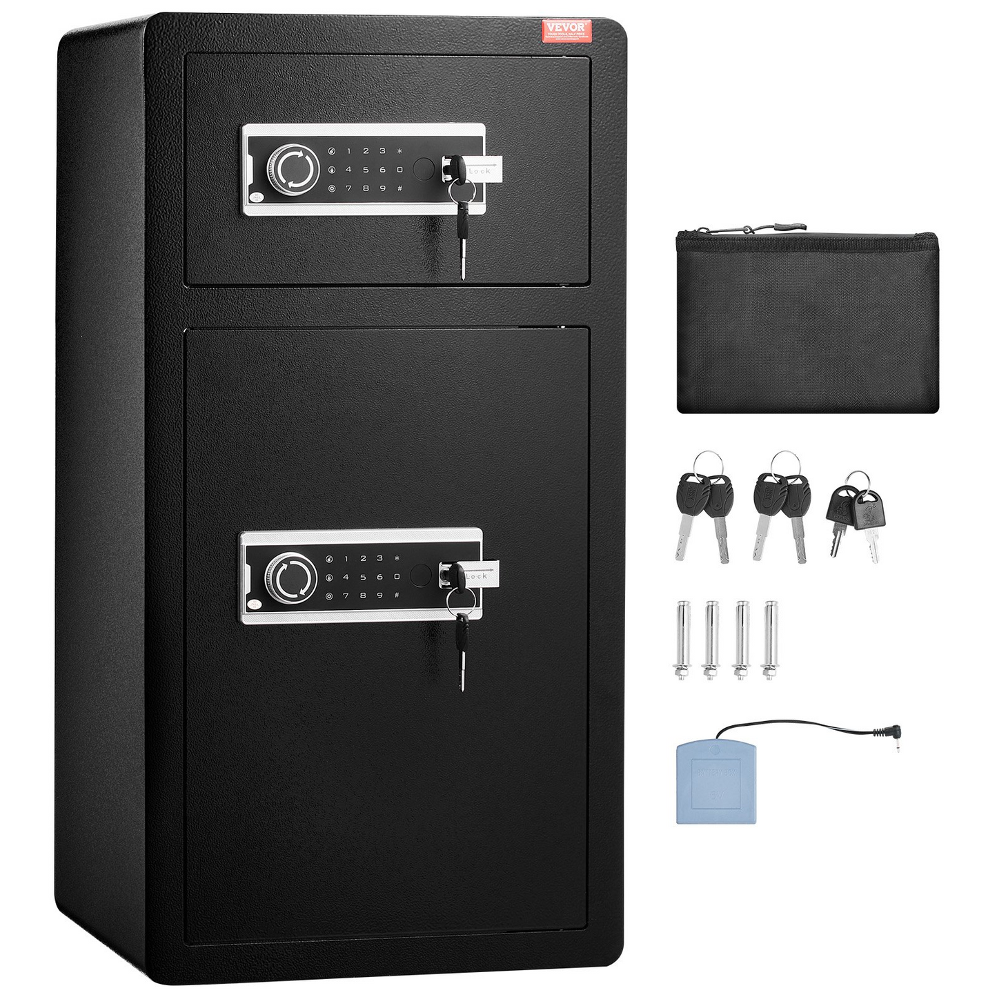 VEVOR Double Door 5.5 cu.ft Safe Box with Key Lock Password Cabinet Black