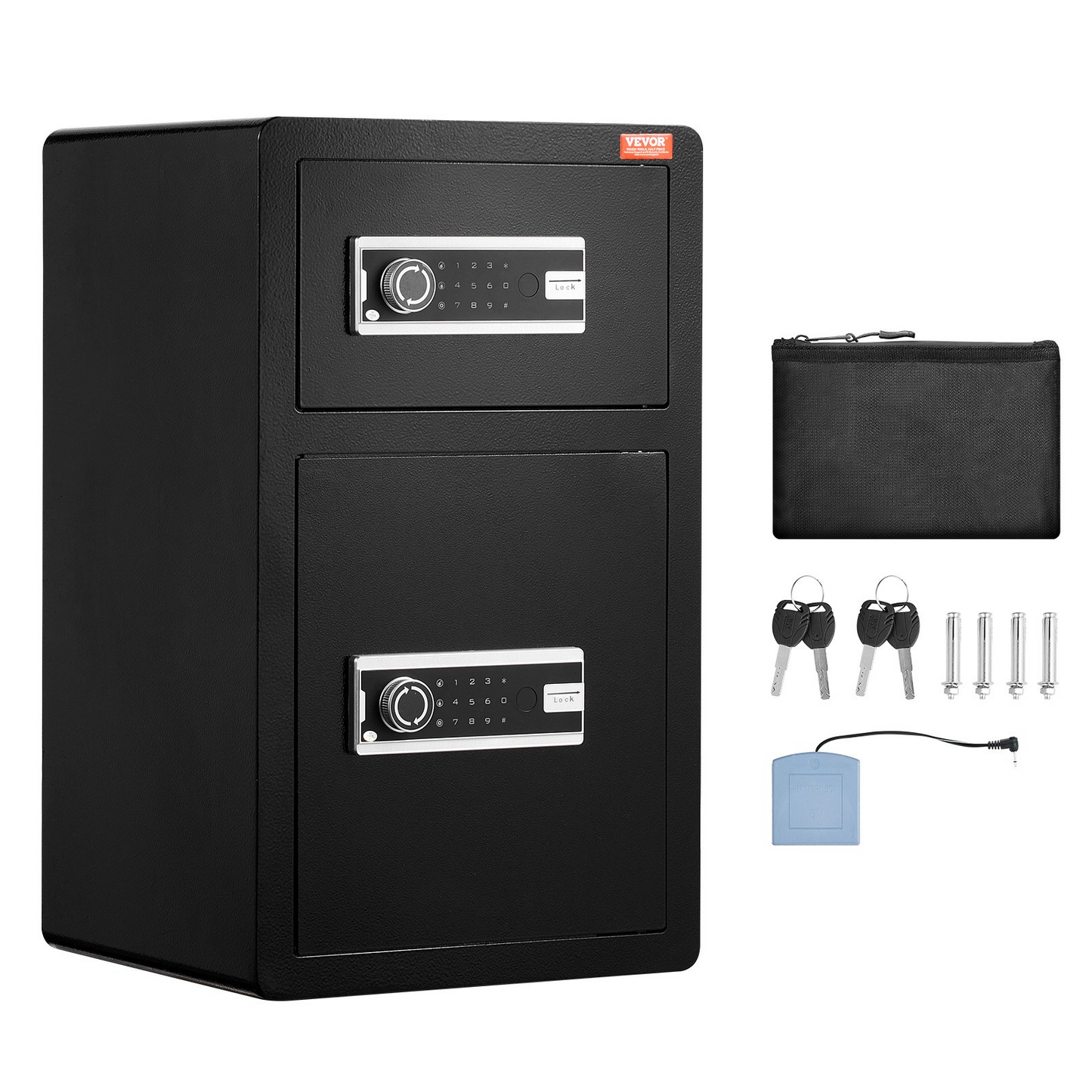 VEVOR Double Door 4.5 cu.ft Safe Box with Key Lock Password Fireproof Bag Black