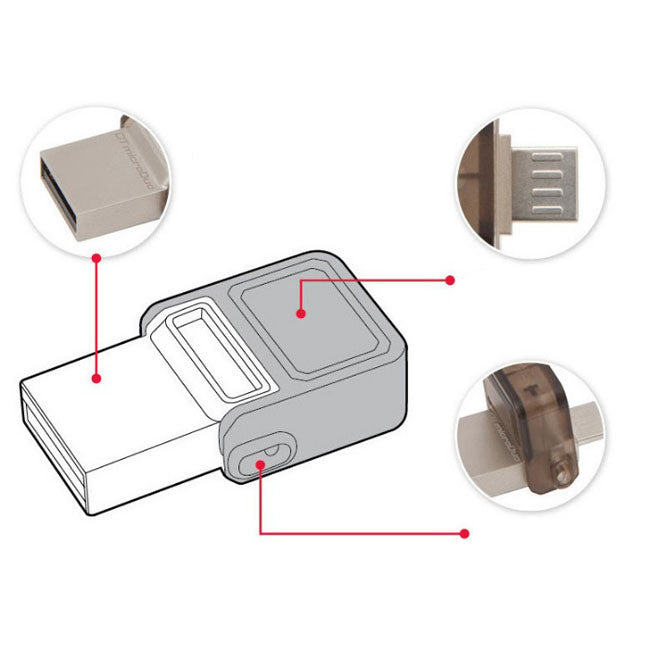 Dual Port Micro USB Flash Storage Memory Drive