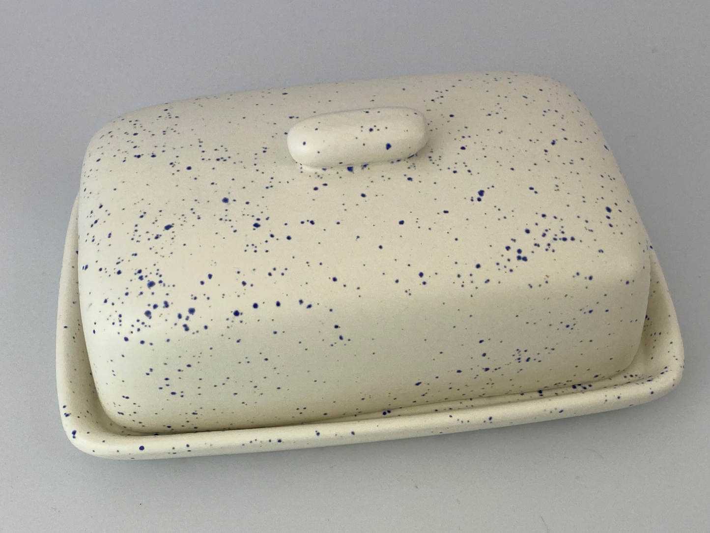 Butter Dish Light Speckled Blue Glaze