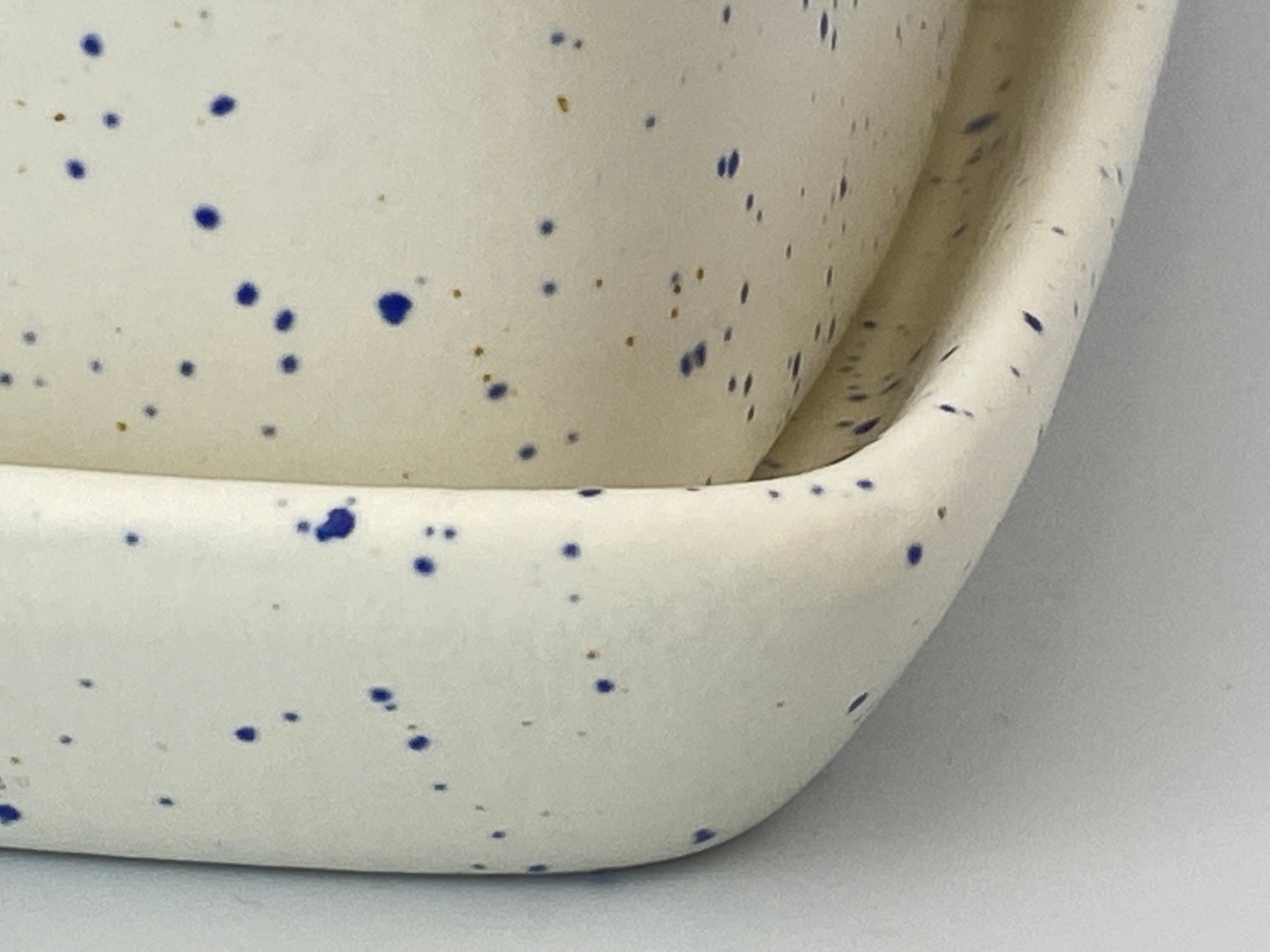 Butter Dish Light Speckled Blue Glaze