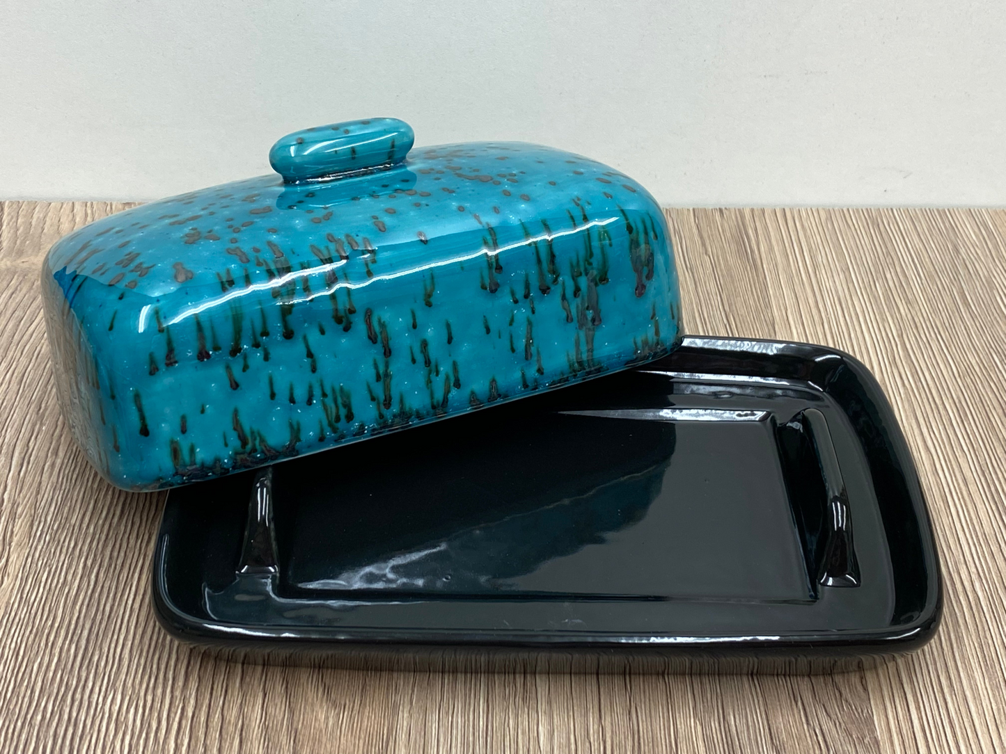 Butter Dish Speckled Turquoise