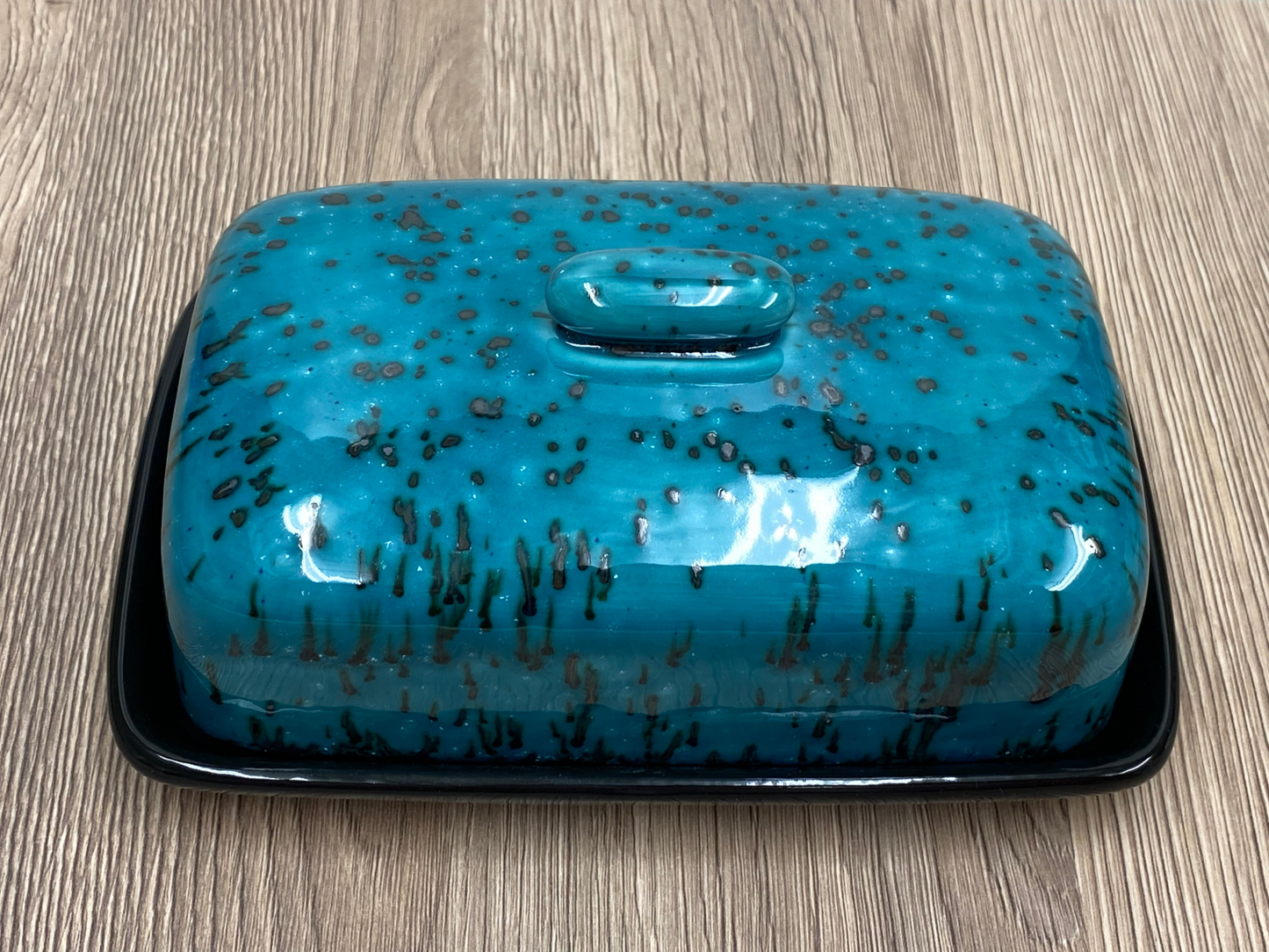 Butter Dish Speckled Turquoise