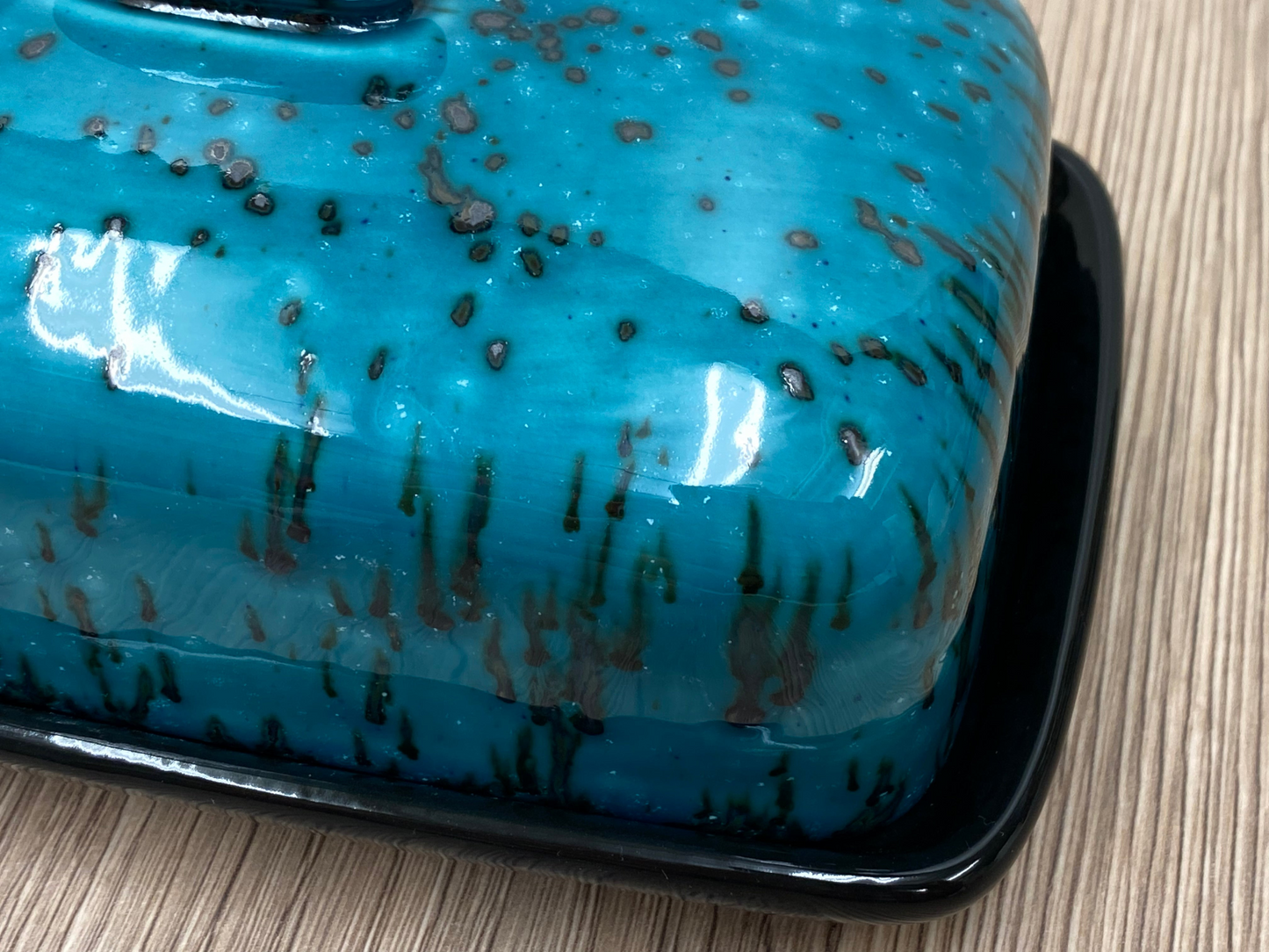 Butter Dish Speckled Turquoise