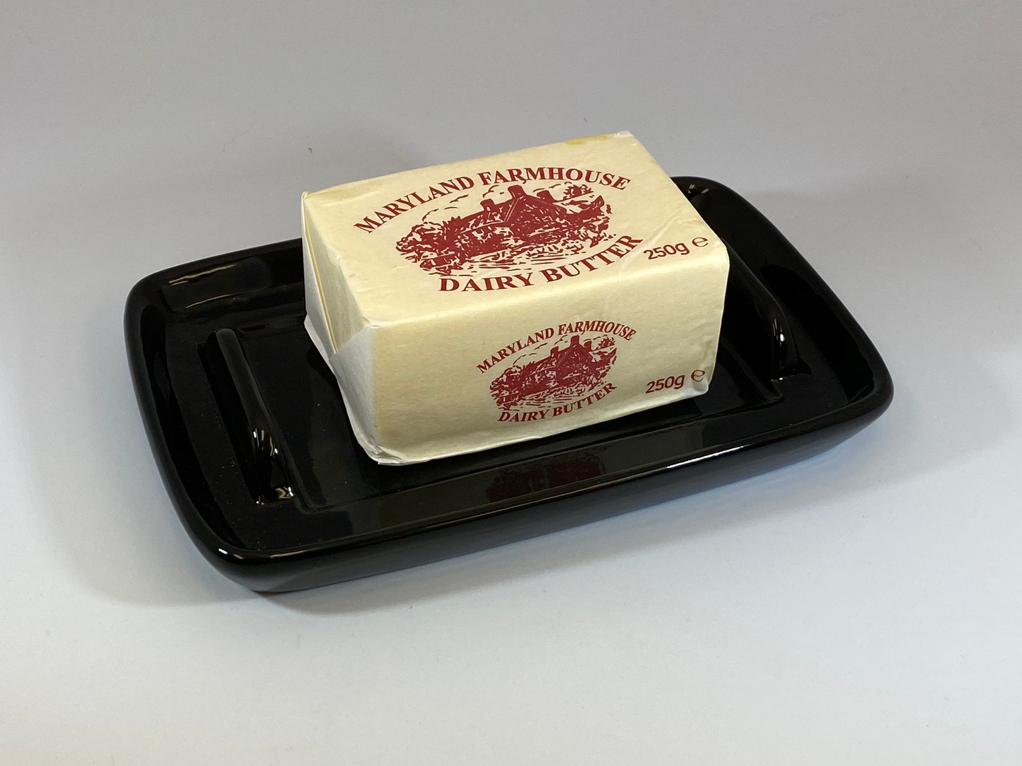 Butter Dish with Purple Speckle Glaze