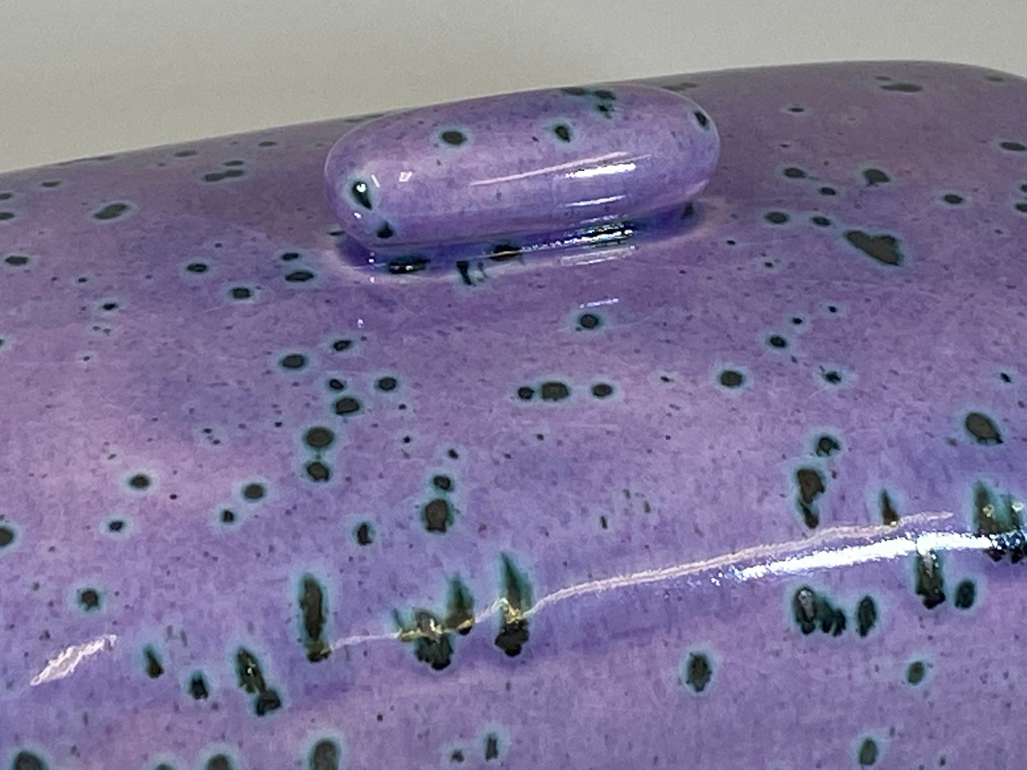 Butter Dish with Purple Speckle Glaze