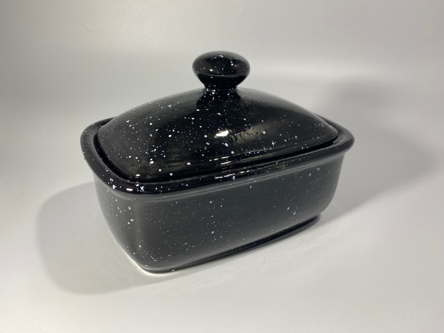 Butter Dish with Lid - Black Speckle Glaze