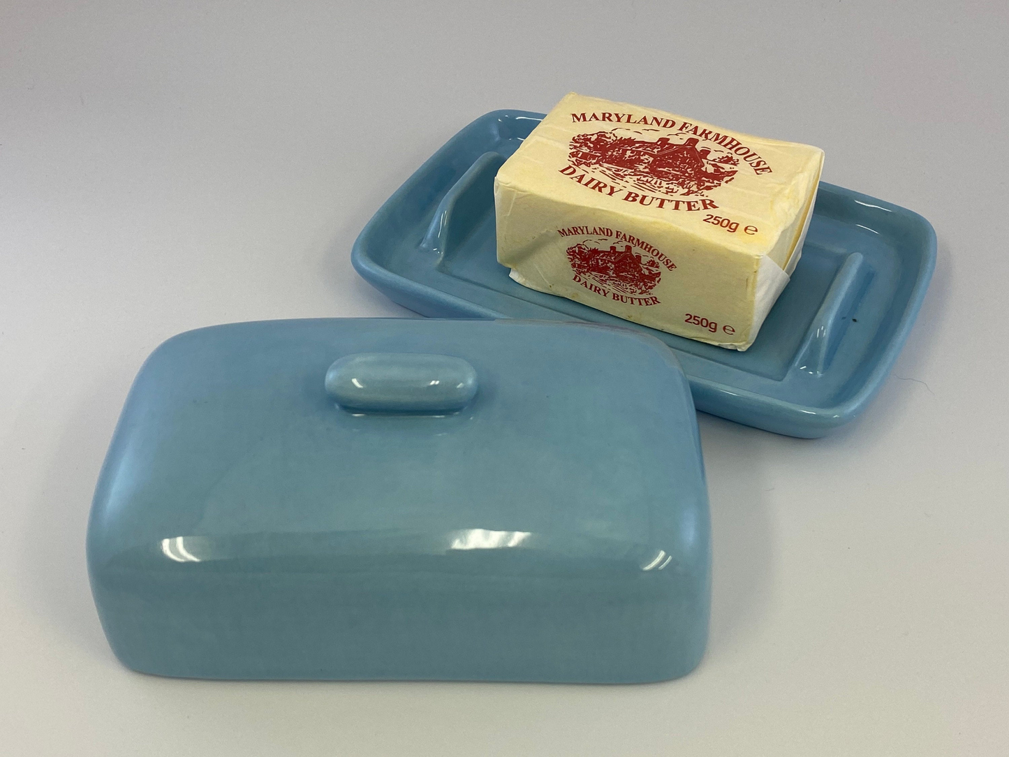 Butter Dish, Sugar Bowl and Cream Jug Set - Powder Blue