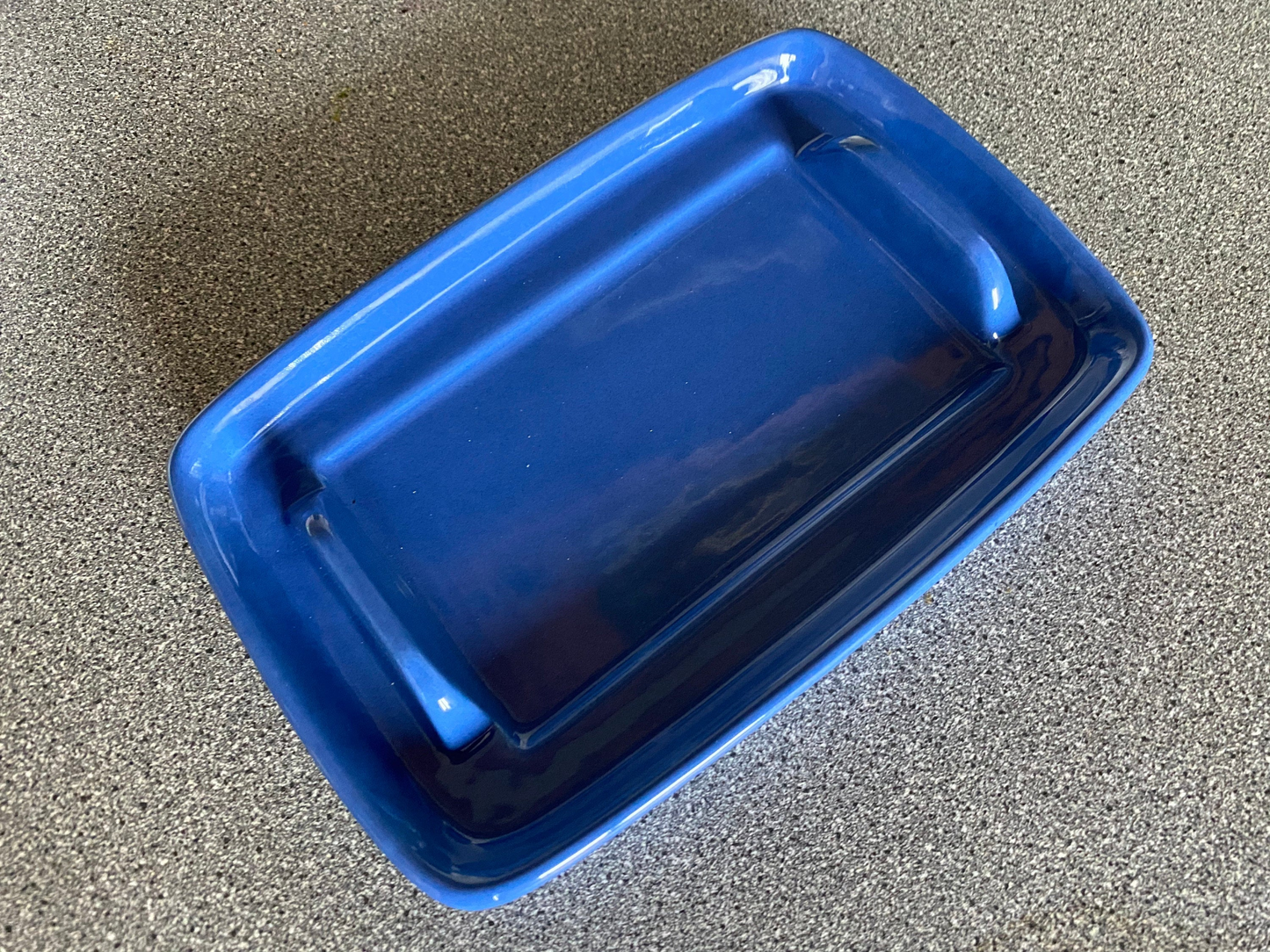 Butter Dish, Speckled Blue with Air Force Blue Dish