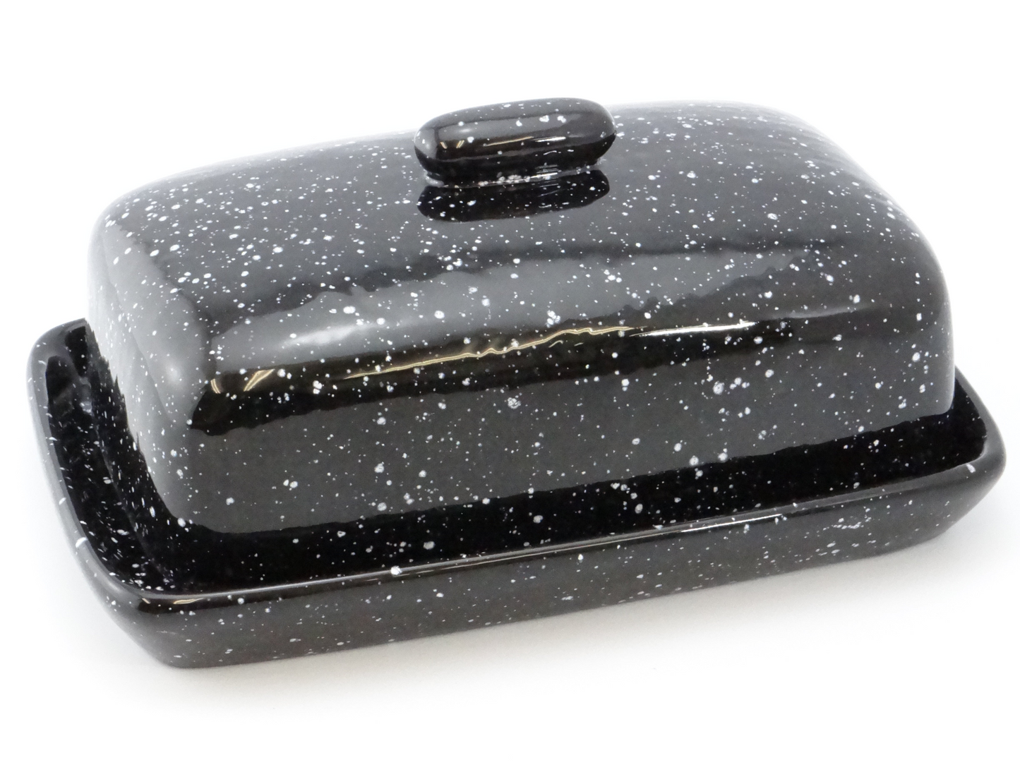 Butter Dish in Speckled Black