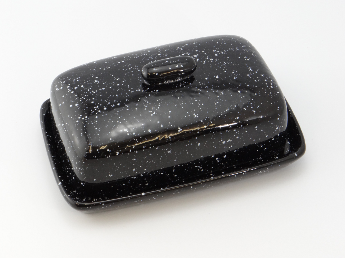 Butter Dish in Speckled Black